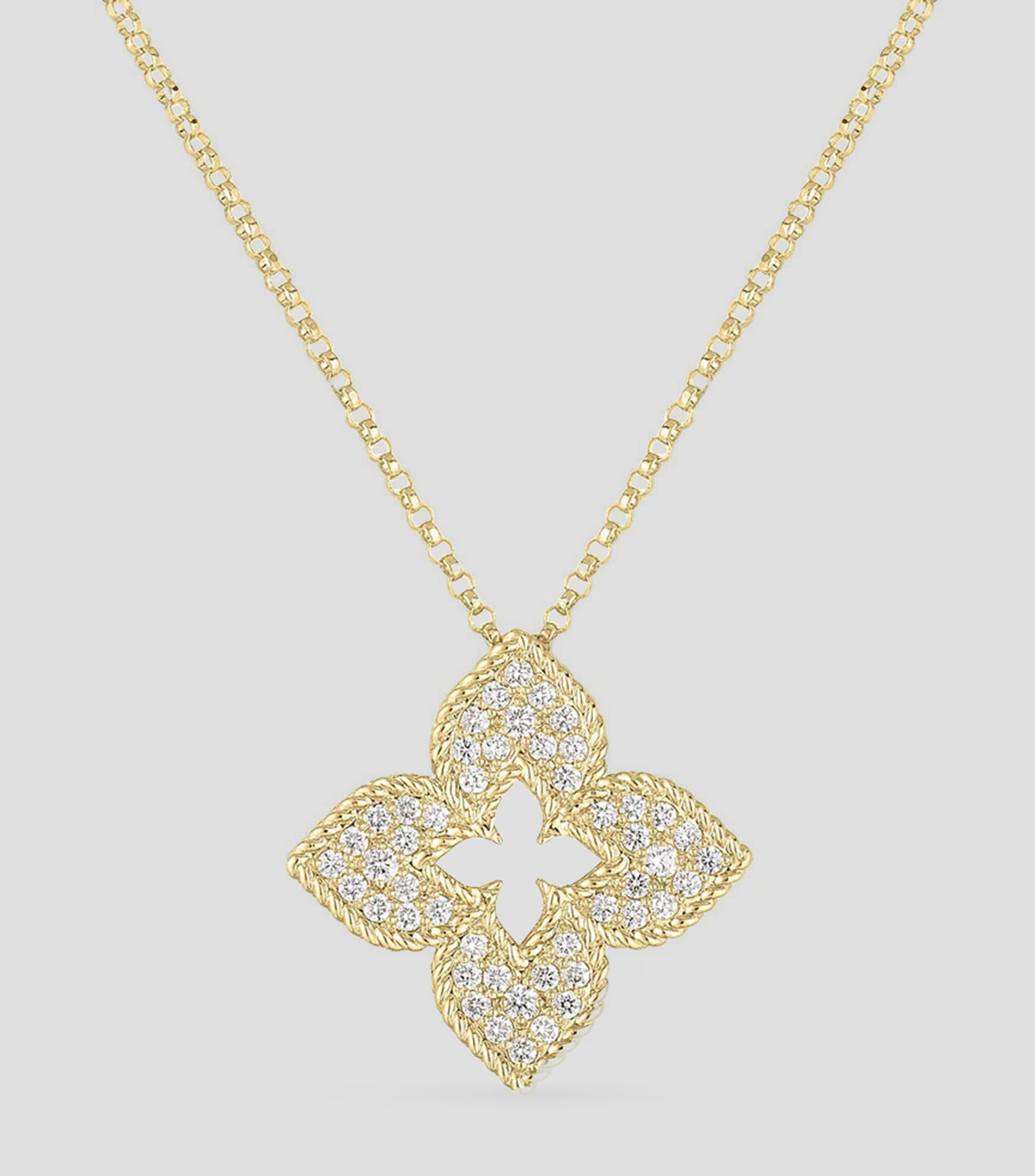 Collar en oro amarillo de 18 kilates con diamantes Princesa Veneciana Mujer