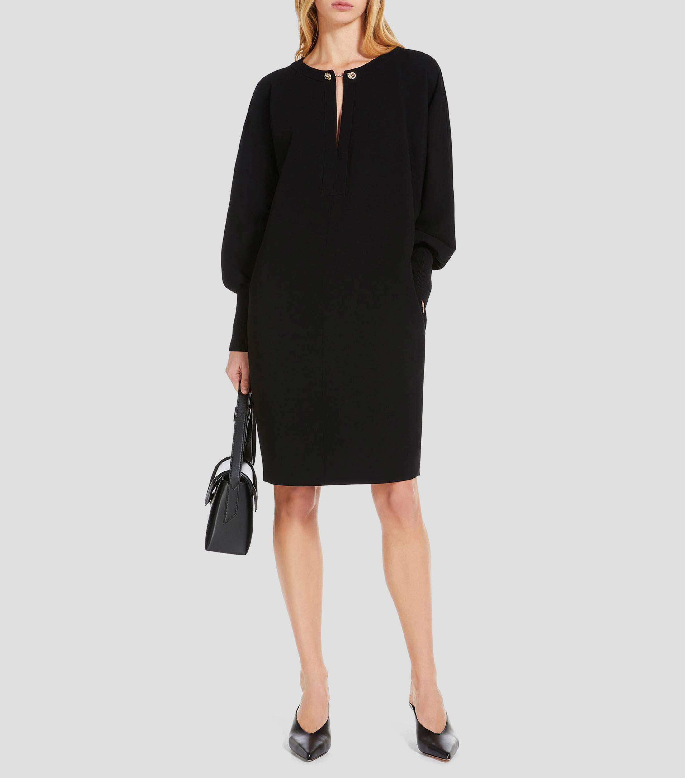 Vestido midi manga larga liso Mujer