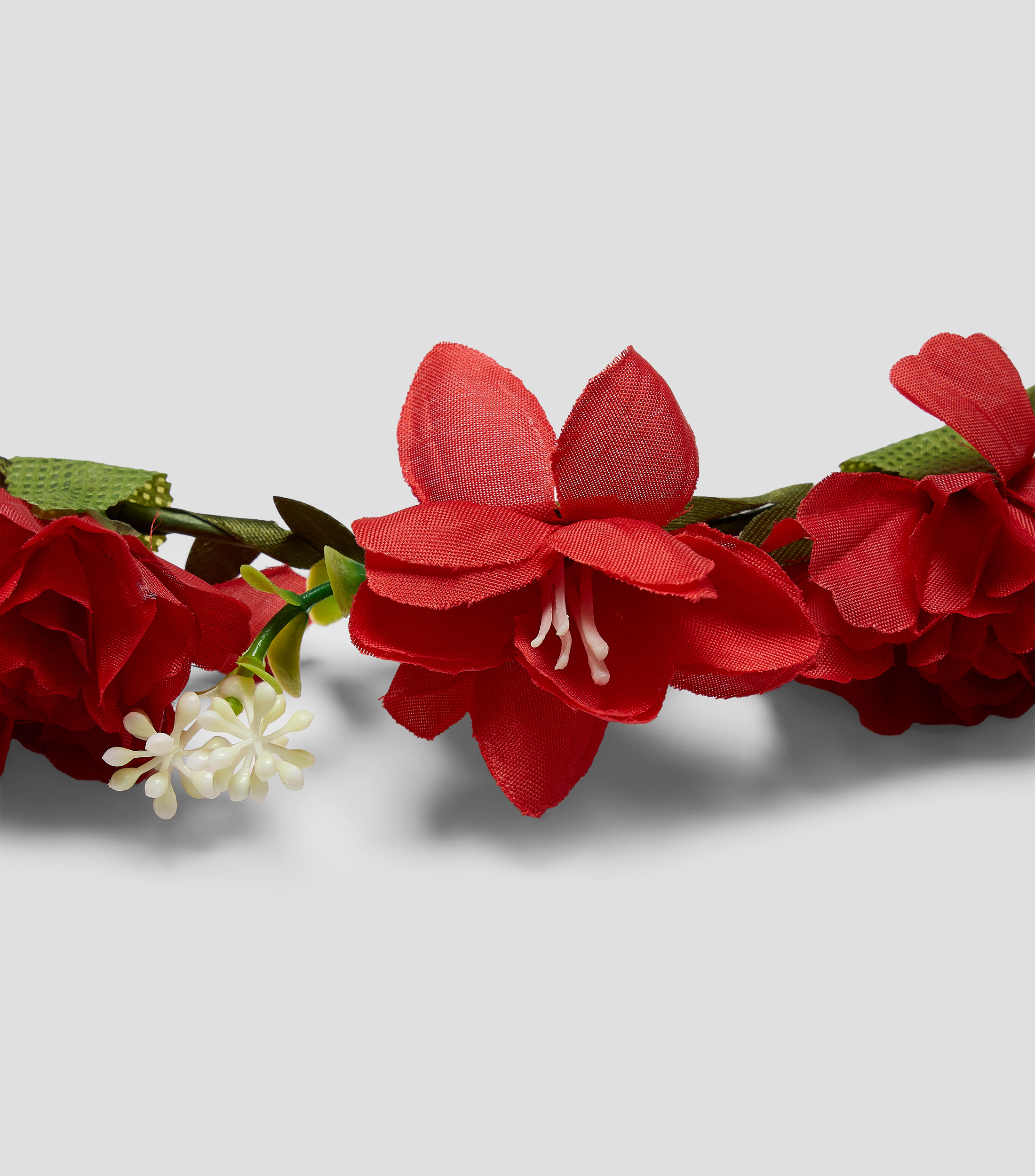 Diadema para ceremonia - Corona de flores roja Nina
