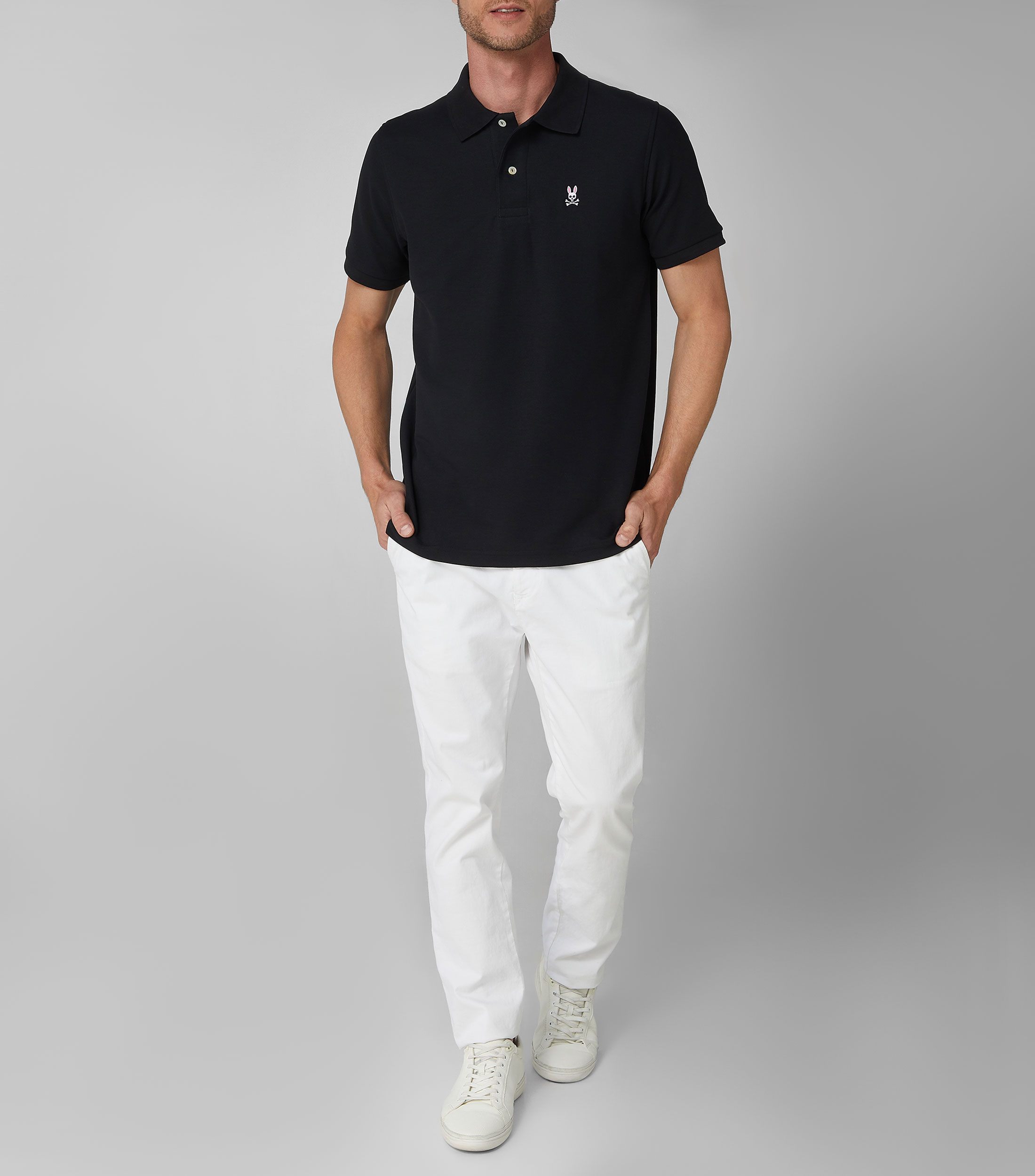 Playera Tipo Polo Negra Manga Corta Hombre