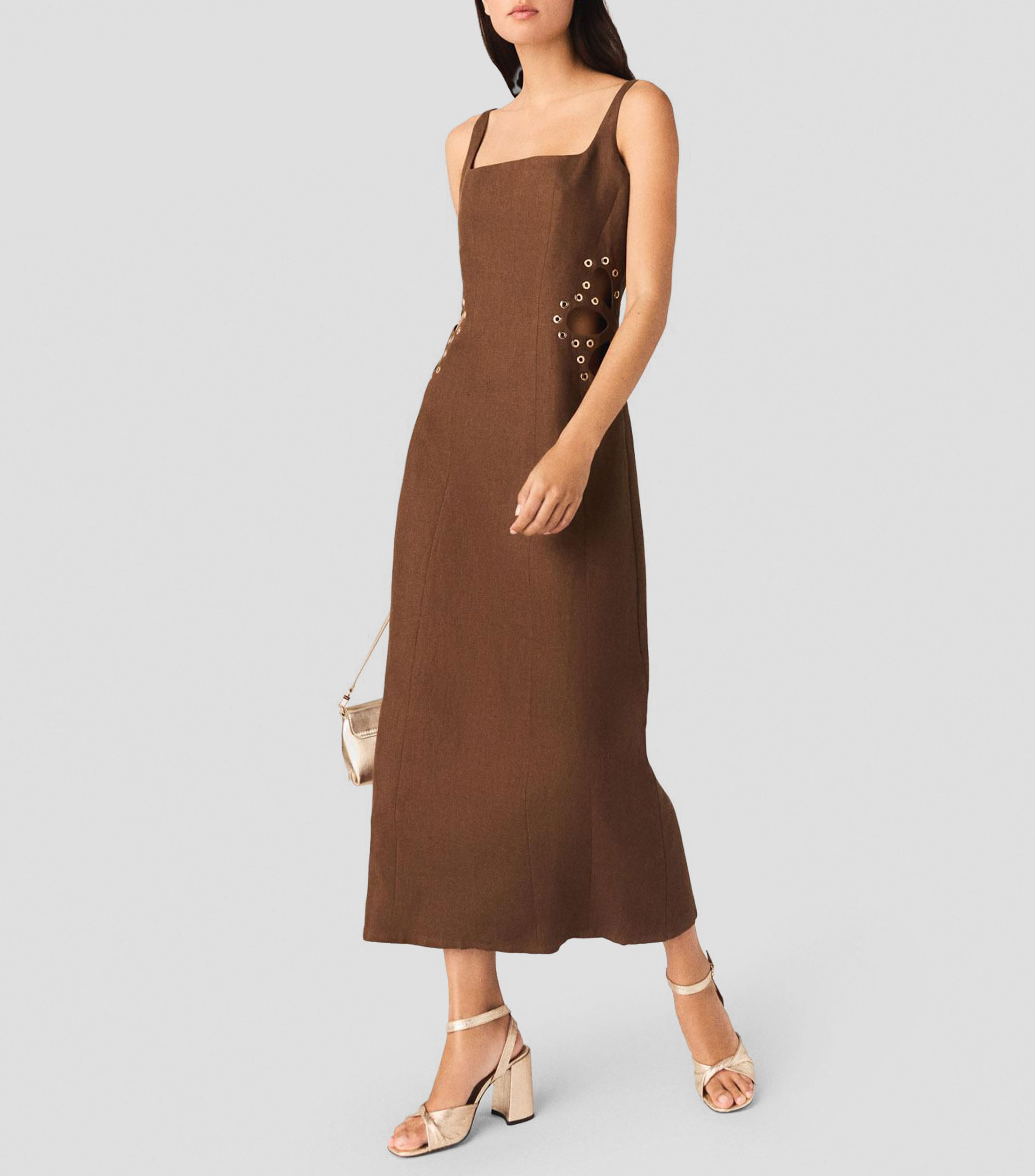 Vestido largo liso Mujer