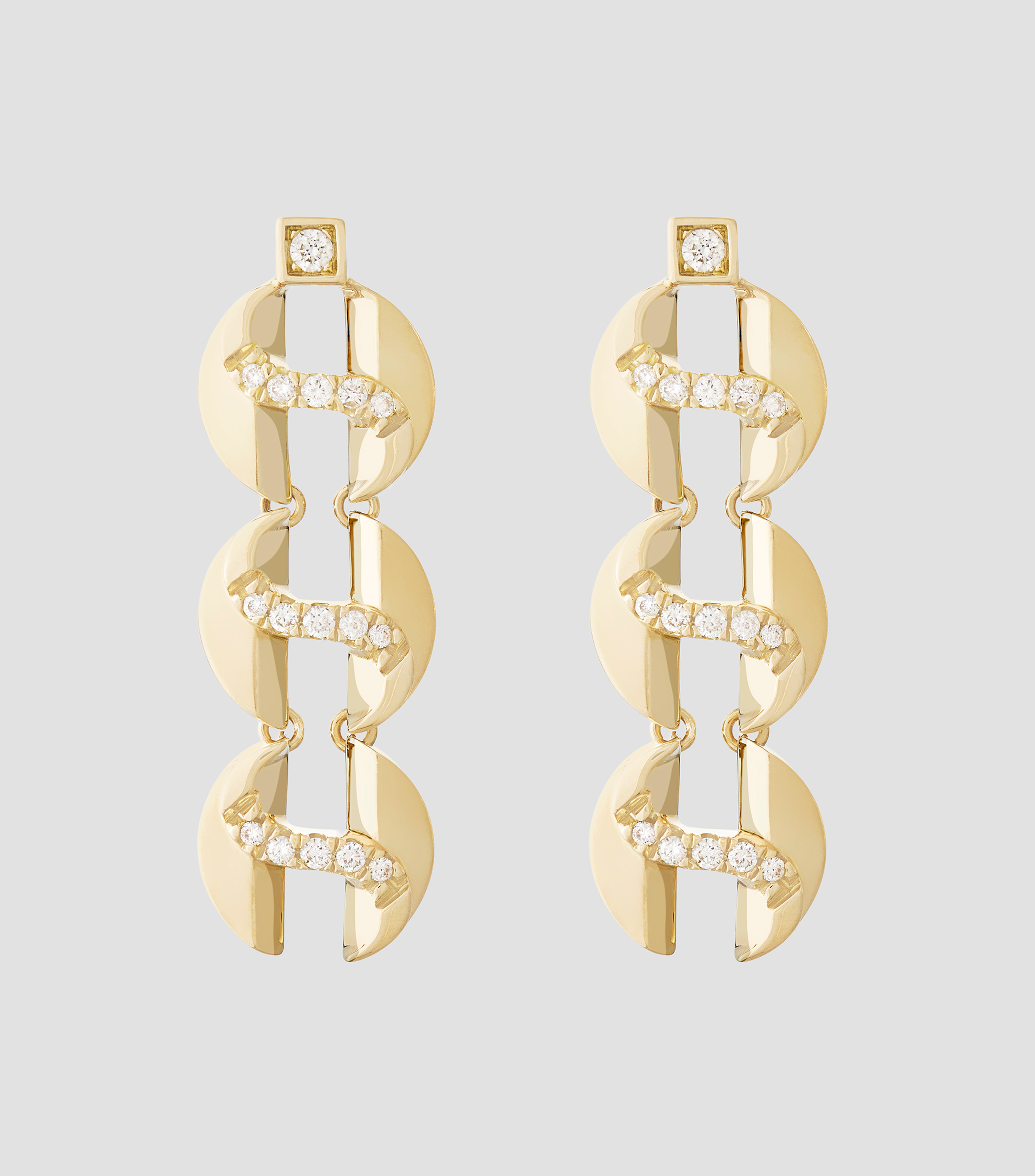 Aretes en oro amarillo de 18 kilates con diamantes Mujer