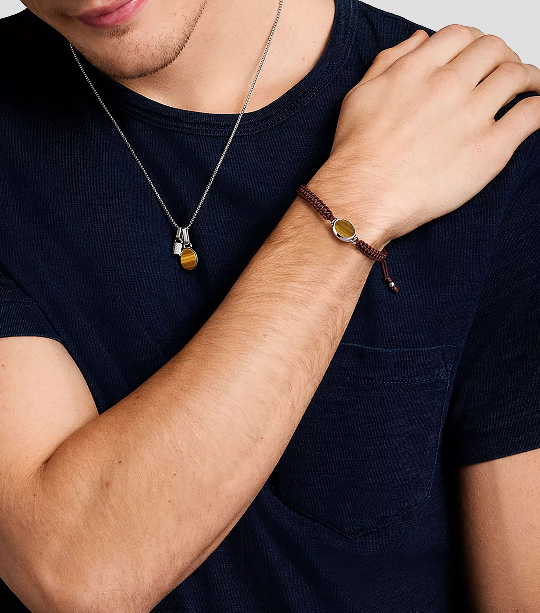 Pulsera cafe con ojo de tigre Hombre