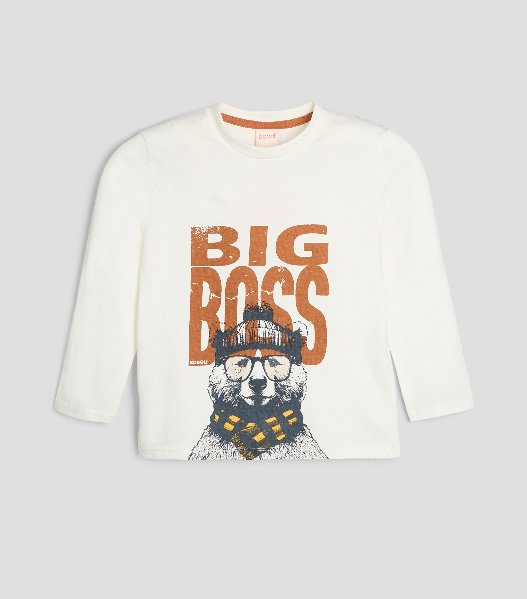 Playera cuello redondo manga larga estampada Niño