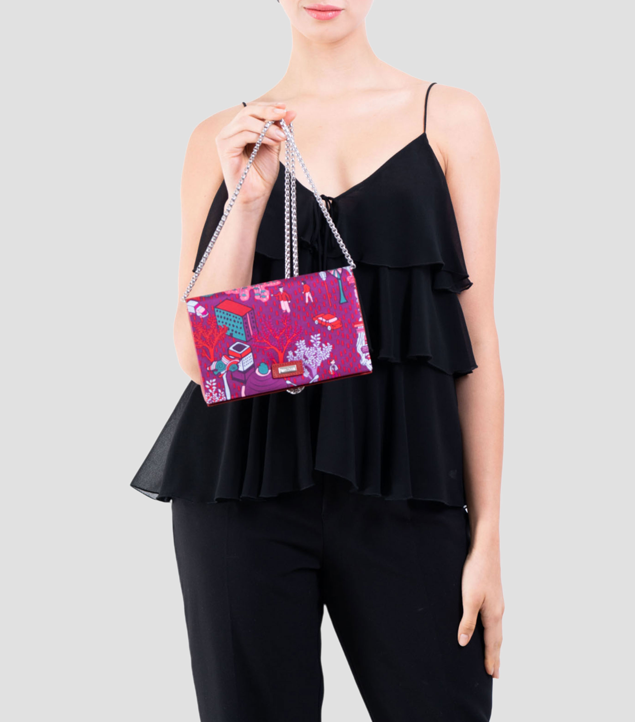 Bolsa clutch magenta en piel Hook Mi Ciudad Mujer