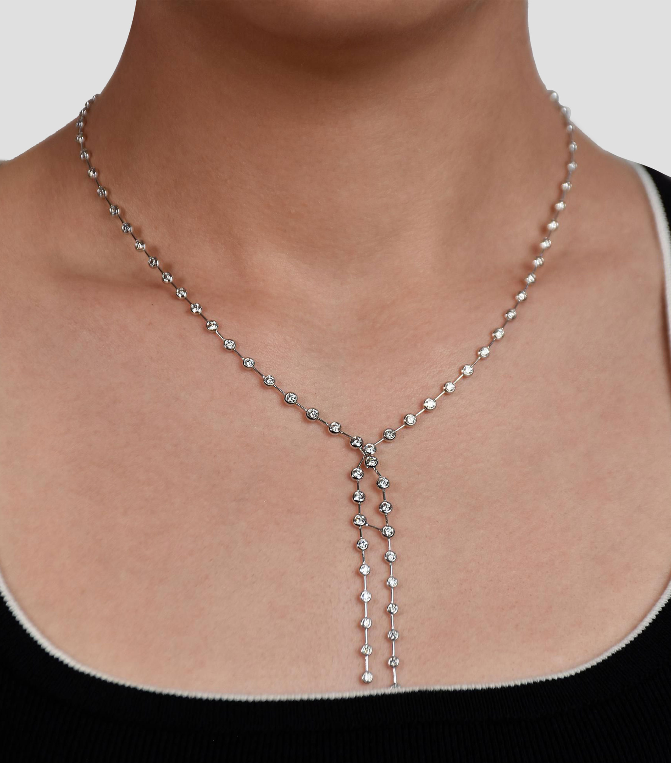 Gargantilla en oro blanco de 14 kilates con diamante Mujer