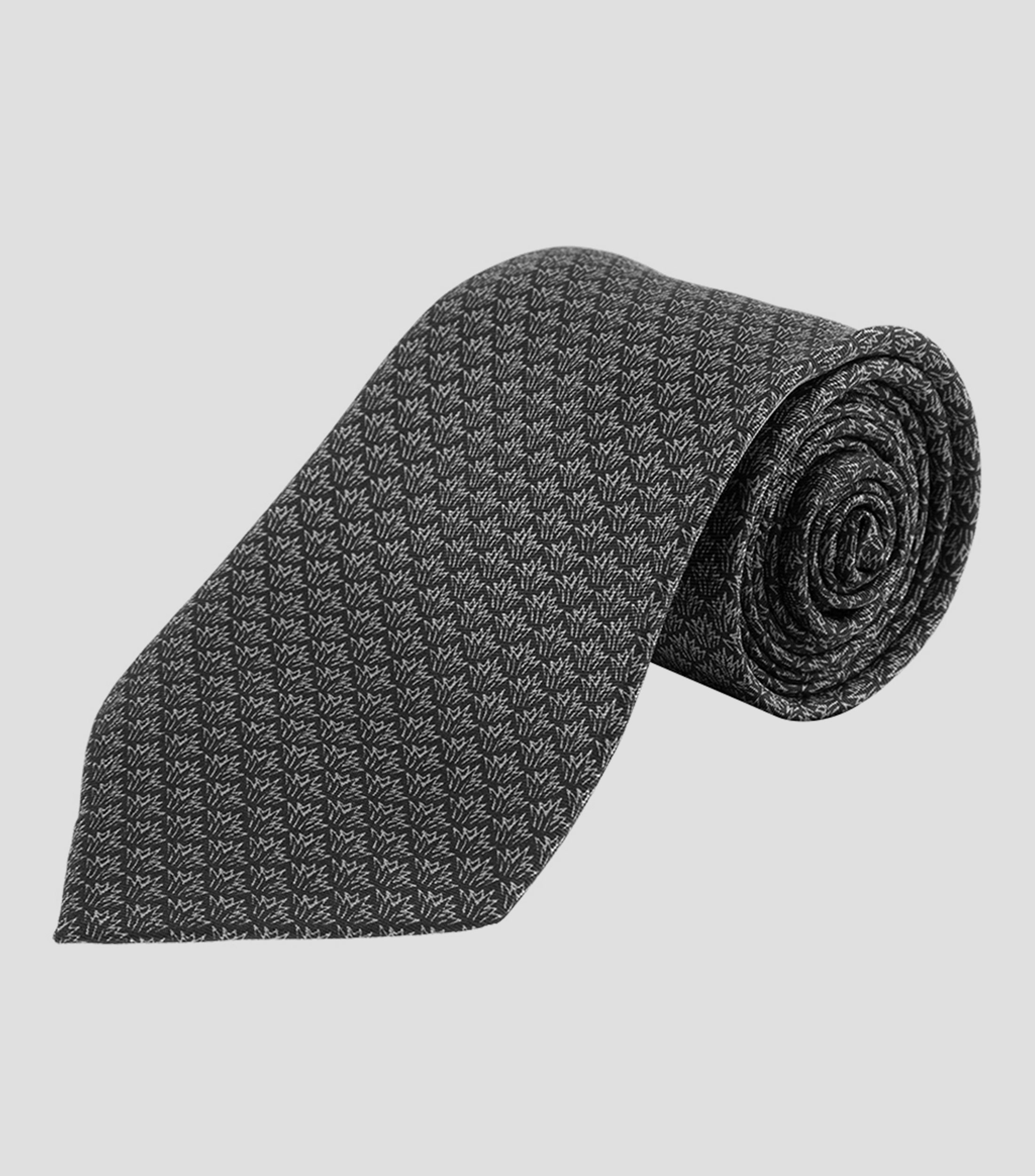 Corbata ancha de seda negra con Campos de Agave