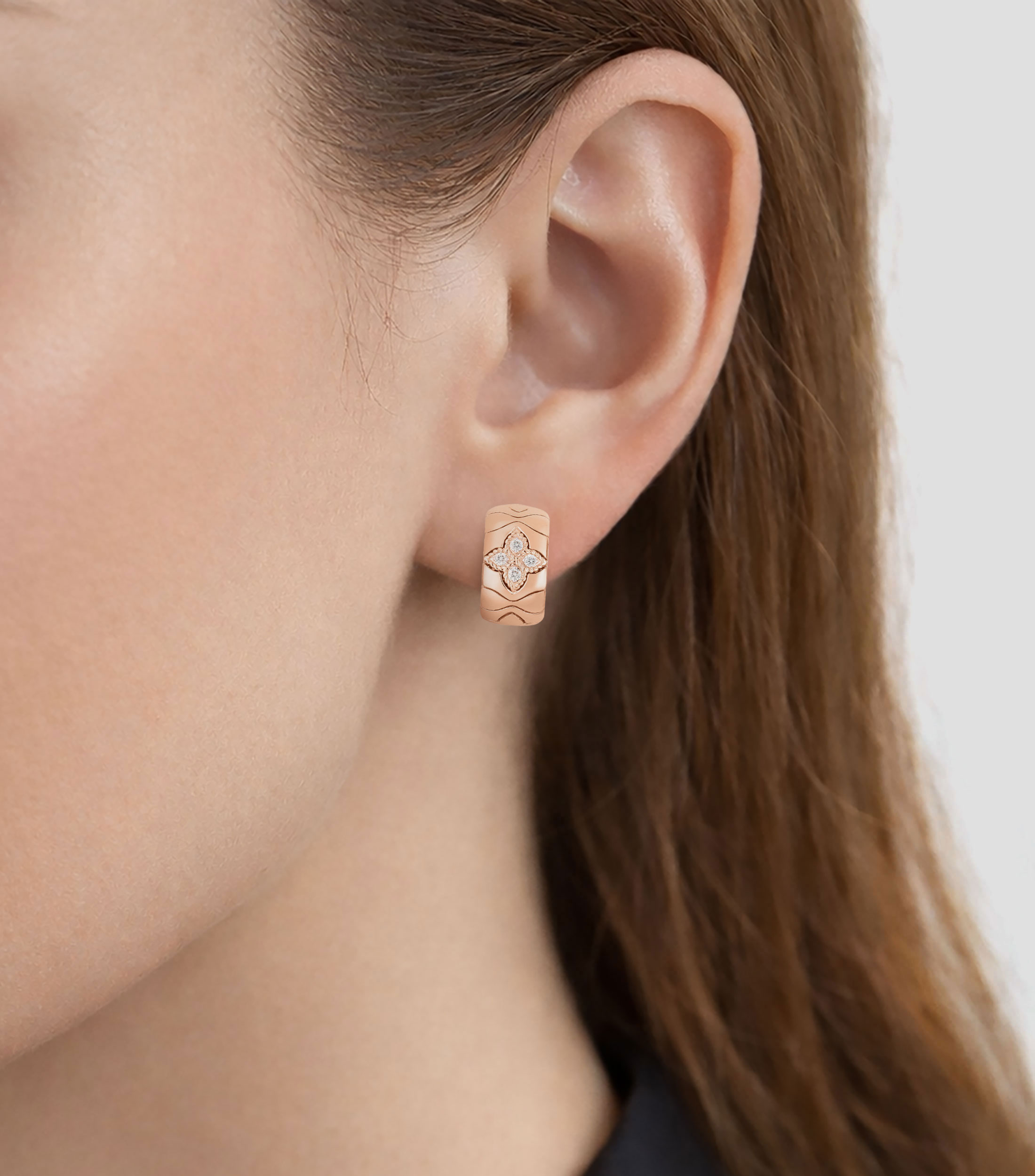 Aretes en oro rosa de 18 kilates con diamantes Royal Princess Mujer