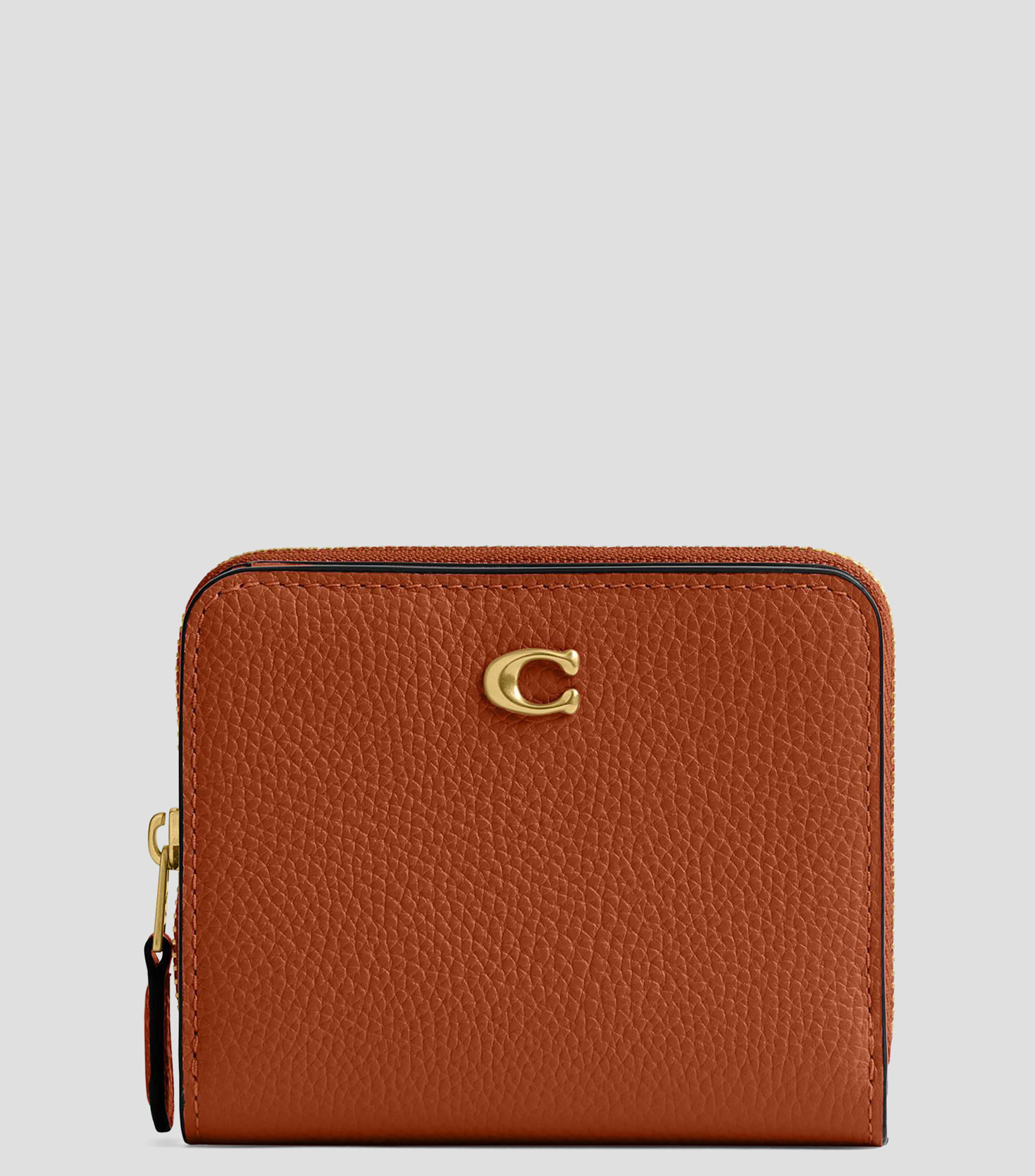 Cartera bifold café en piel Billfold lisa Mujer