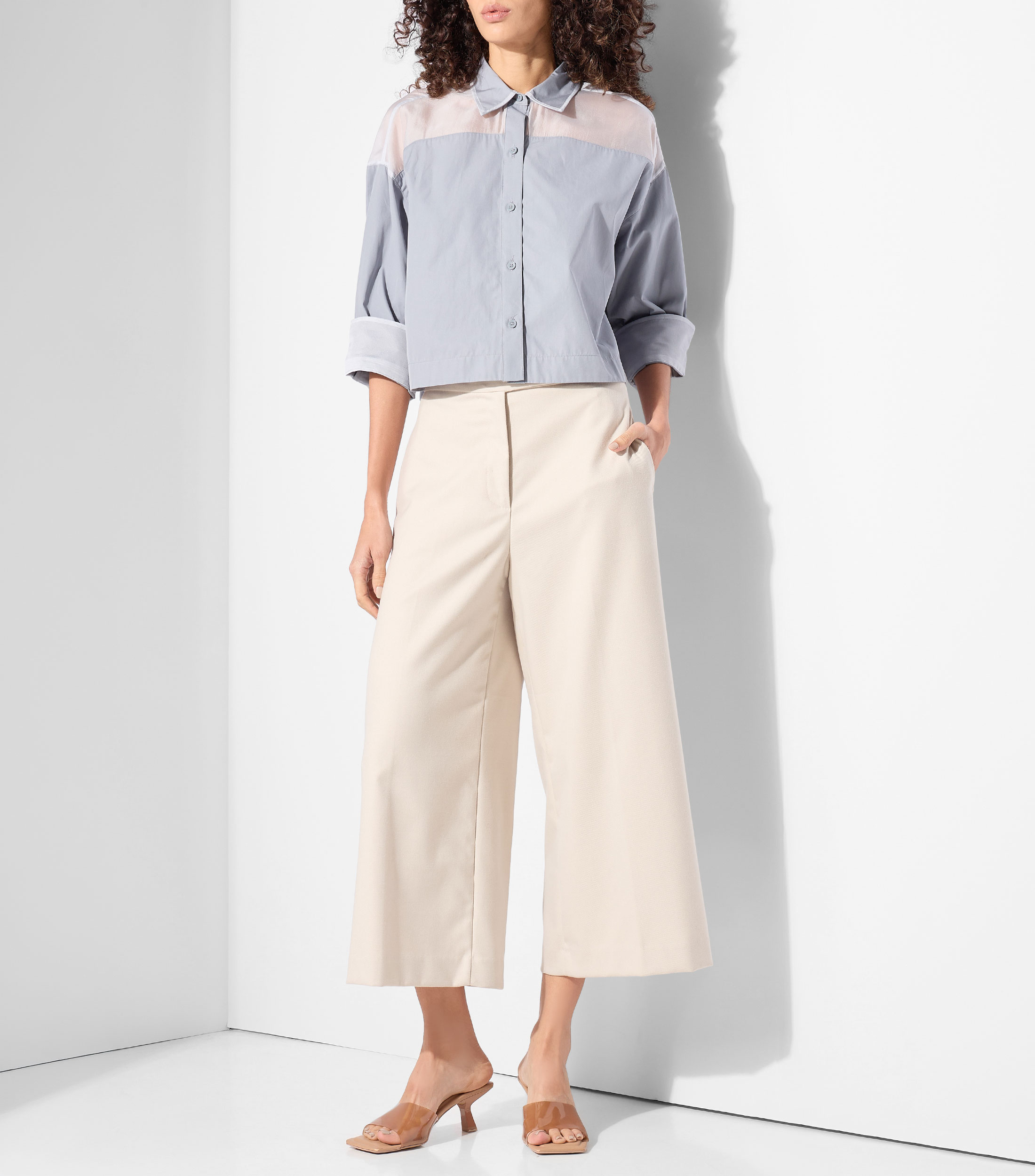 Camisa lisa manga 3/4 Mujer