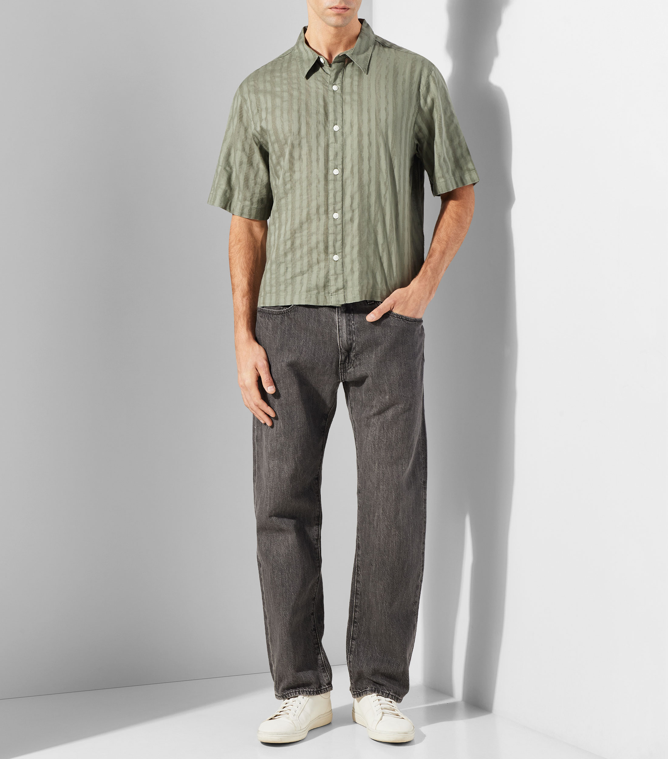 Camisa rayas manga corta Hombre