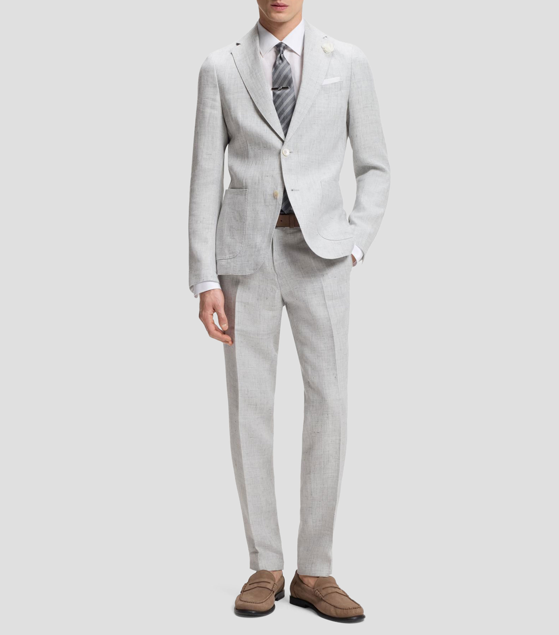 Pantalón slim de lino estampado Hombre