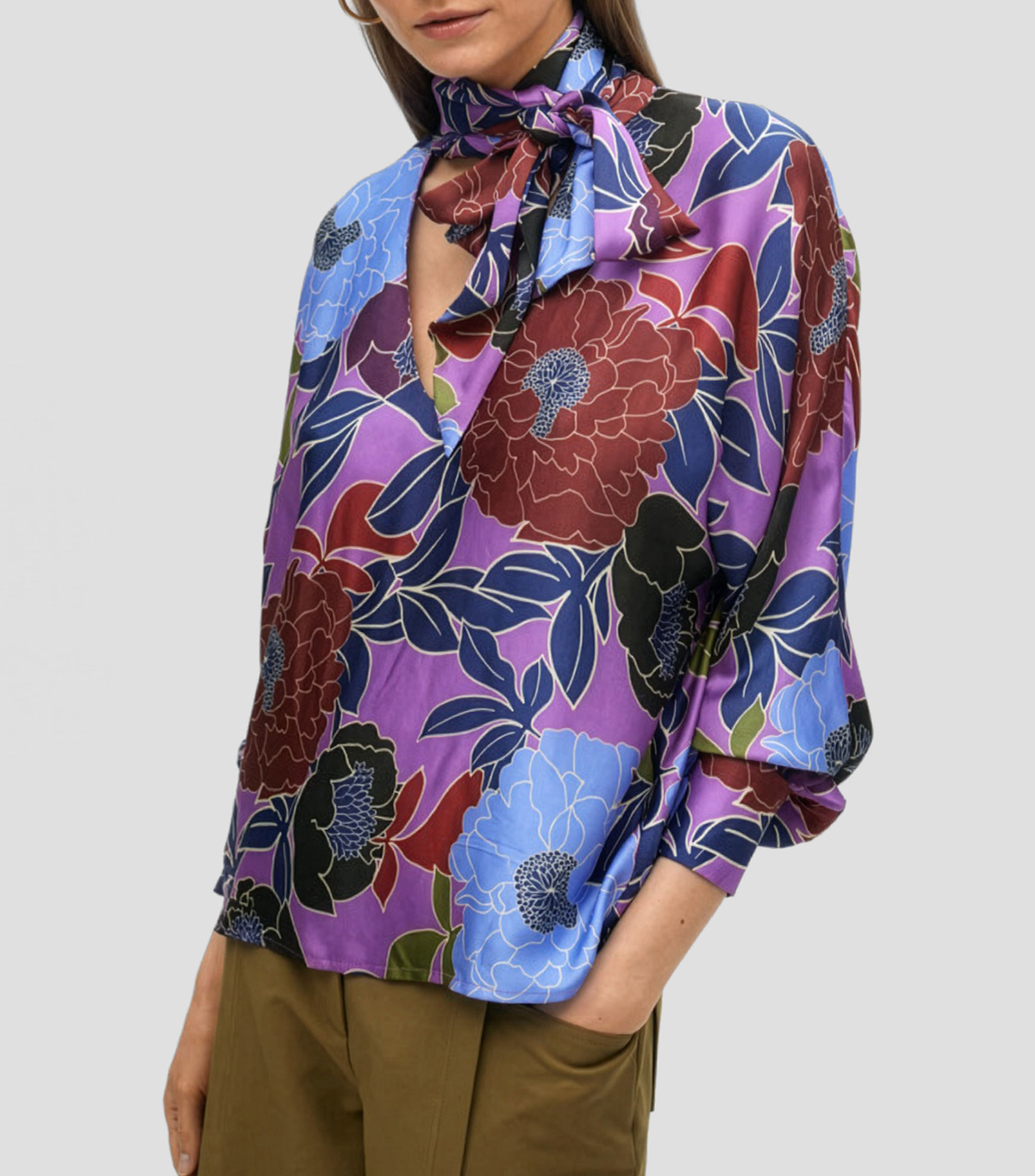 Blusa estampada manga larga Mujer