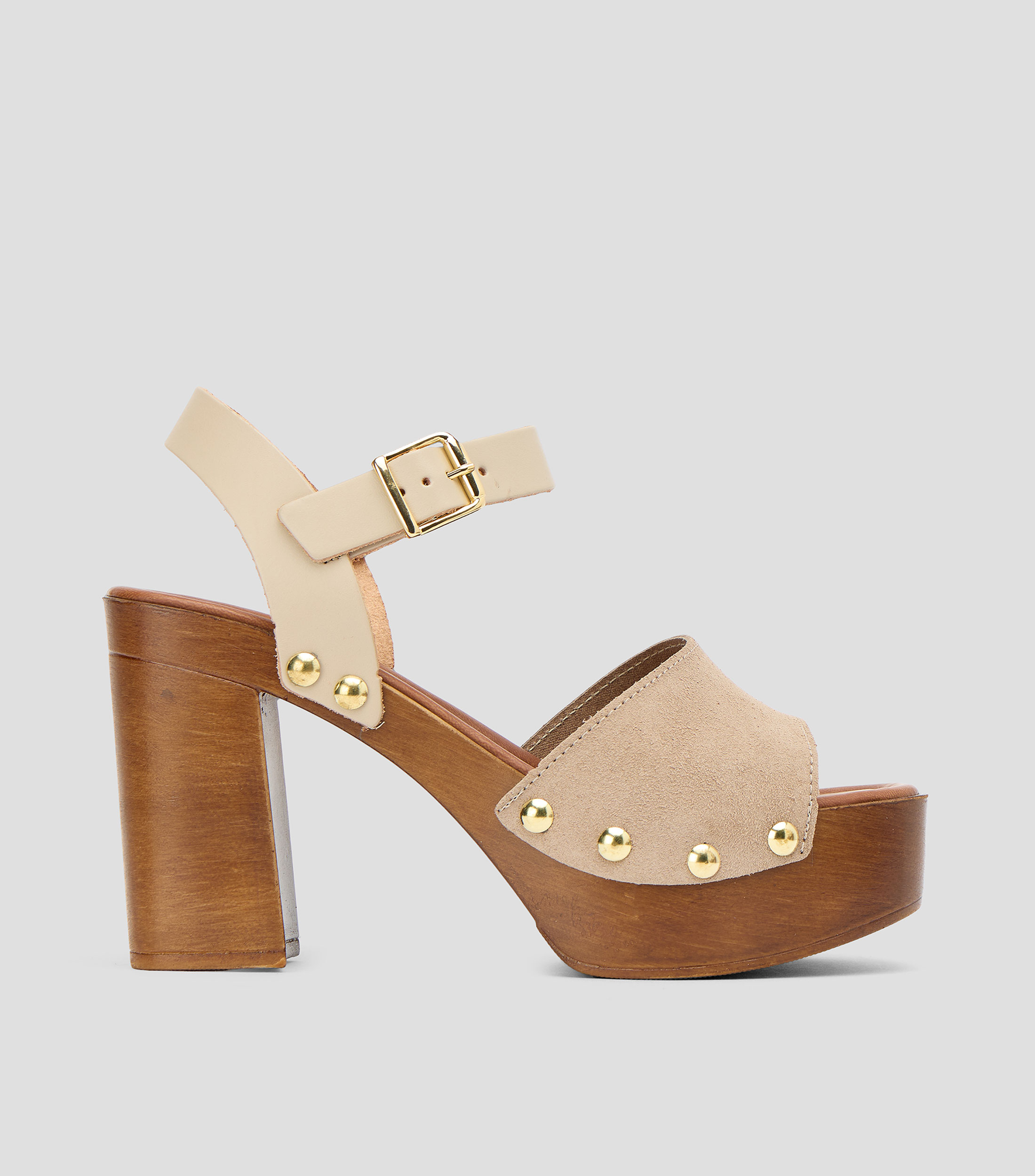 Sandalias con tacón alto y ancho Mujer