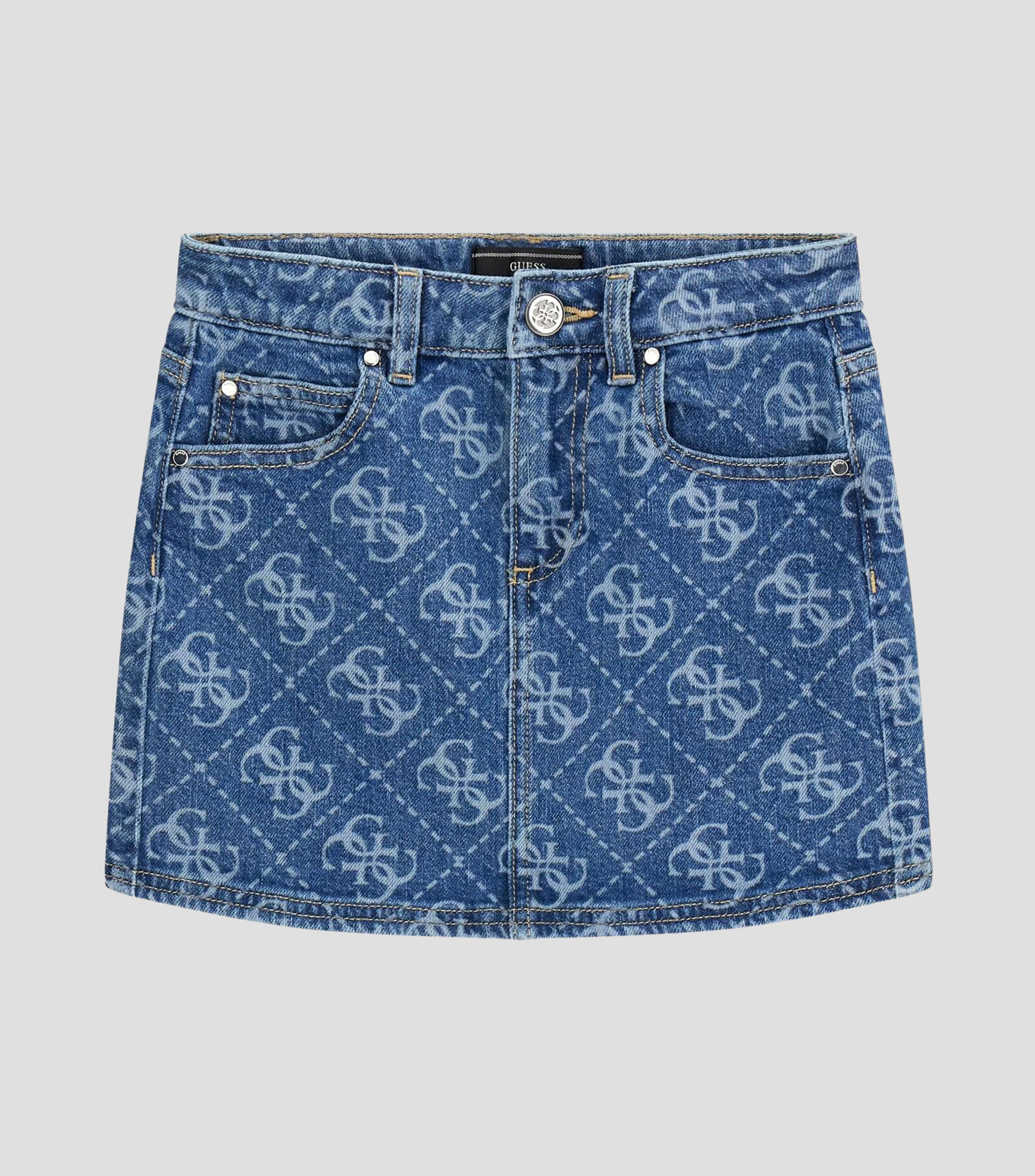 Falda corta de corte recto con estampado en mezclilla Niña