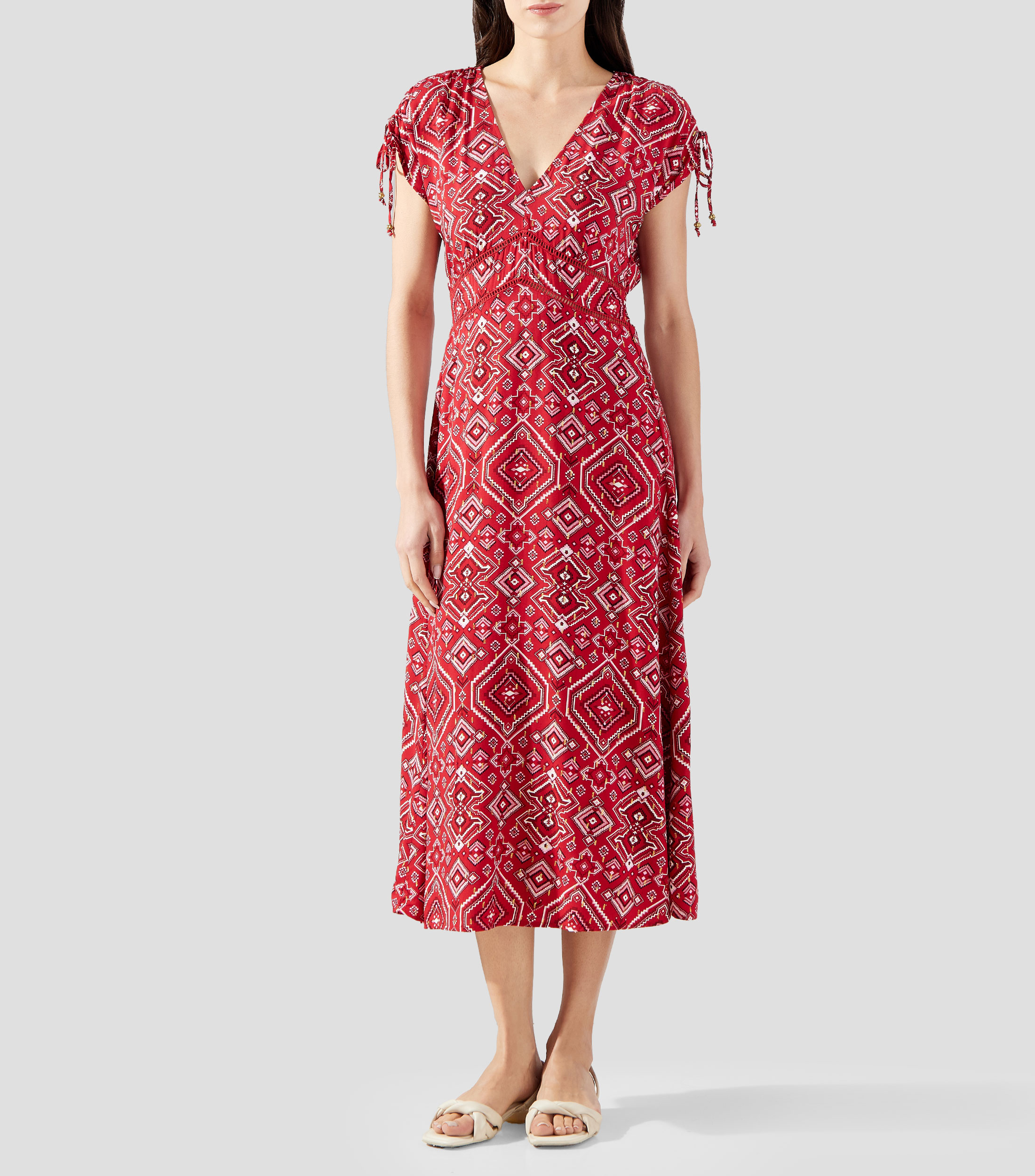 Vestido midi estampado Mujer
