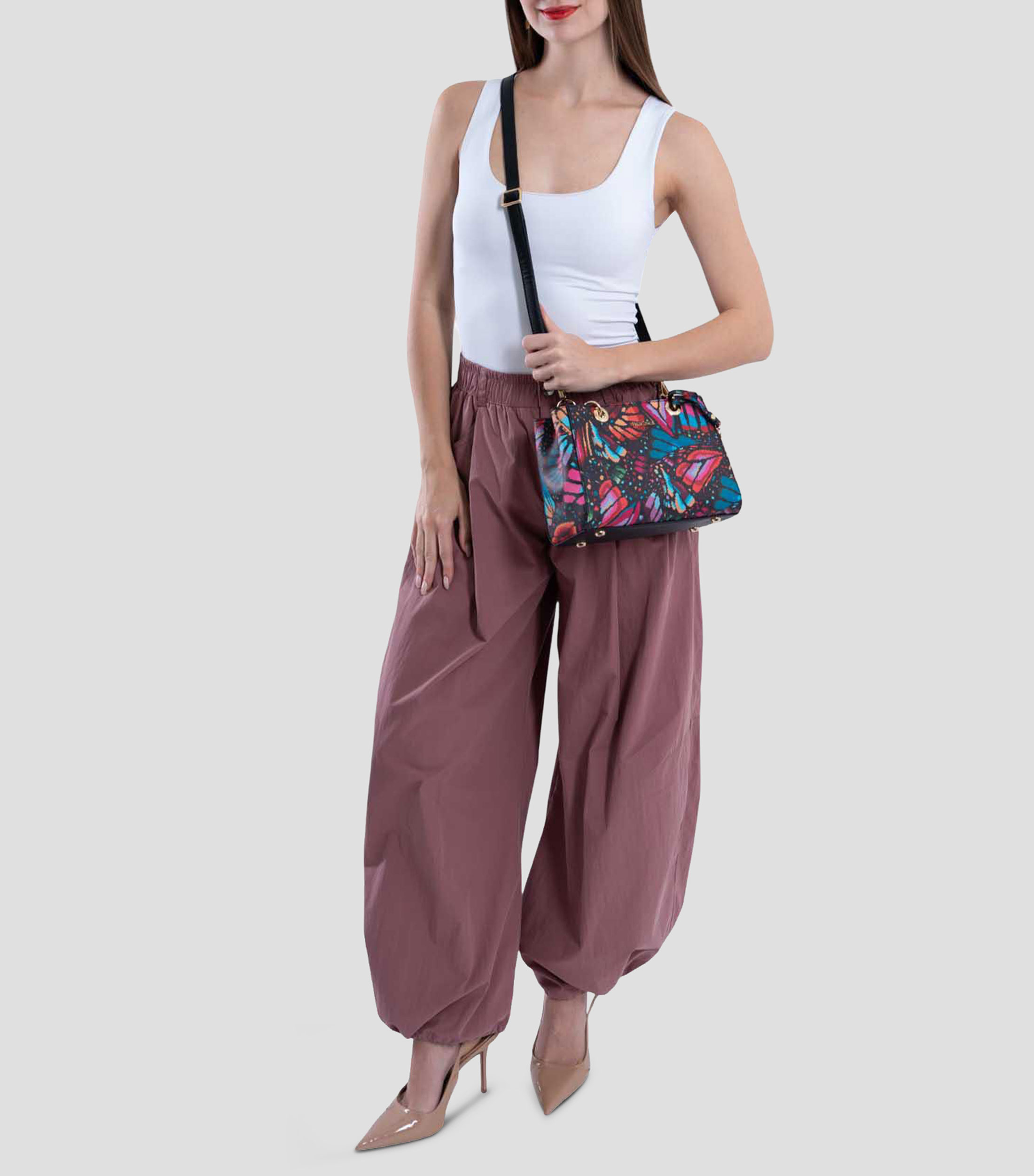 Bolsa Satchel mini Mariposa Bordada estampada Mujer