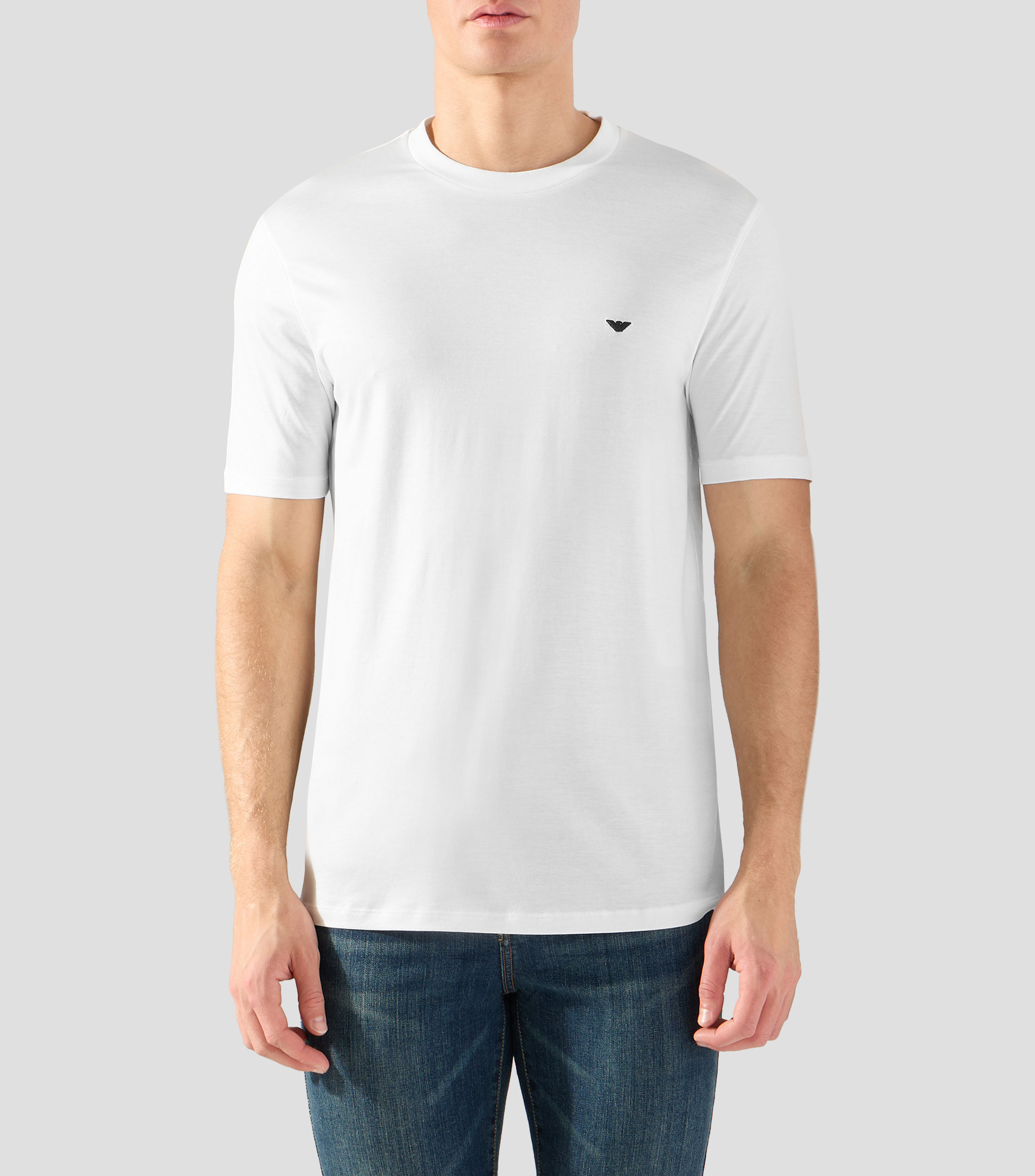 Playera de cuello redondo con manga corta lisa Hombre