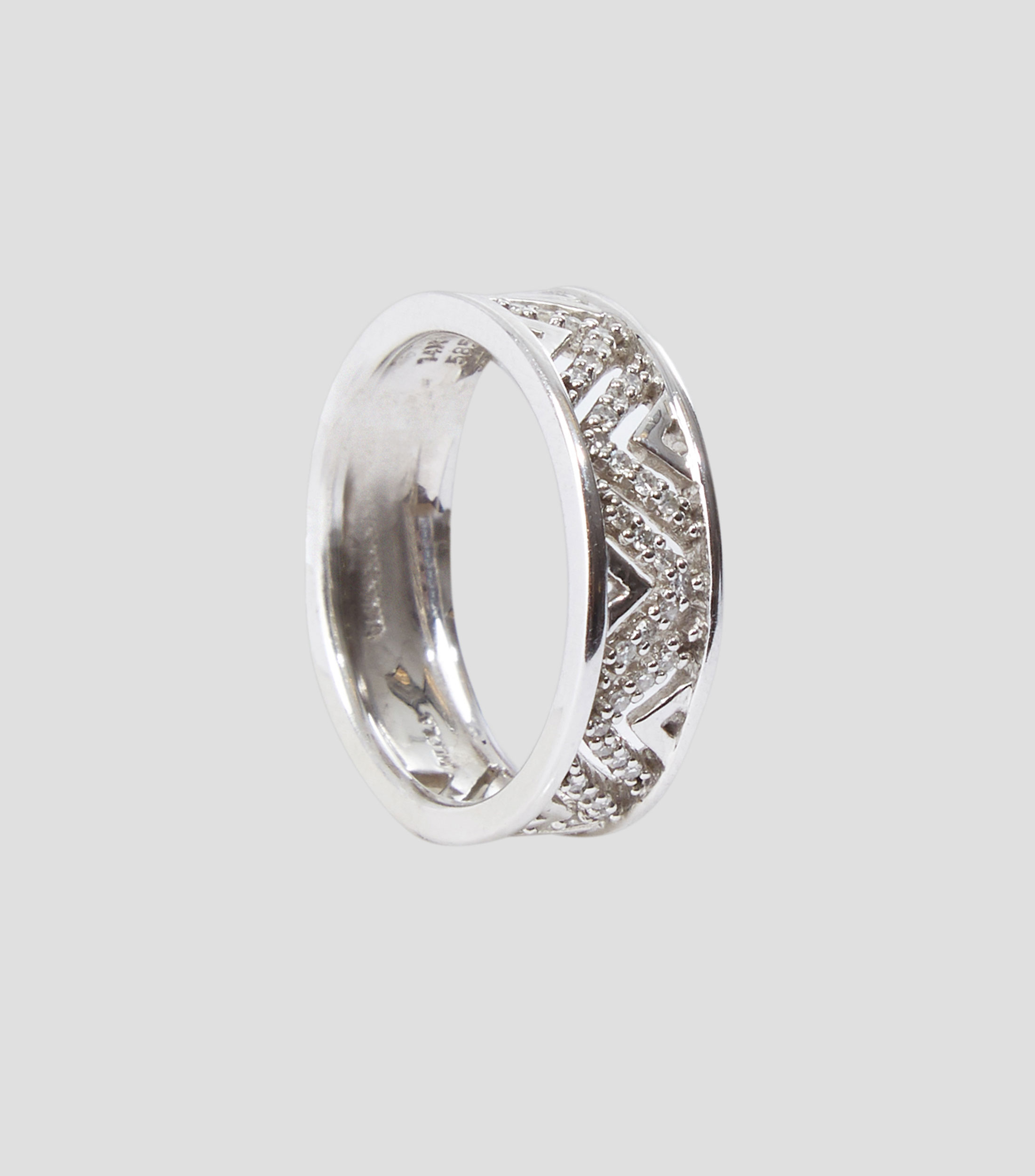 Anillo en oro blanco 14 Kts con brillantes Mujer