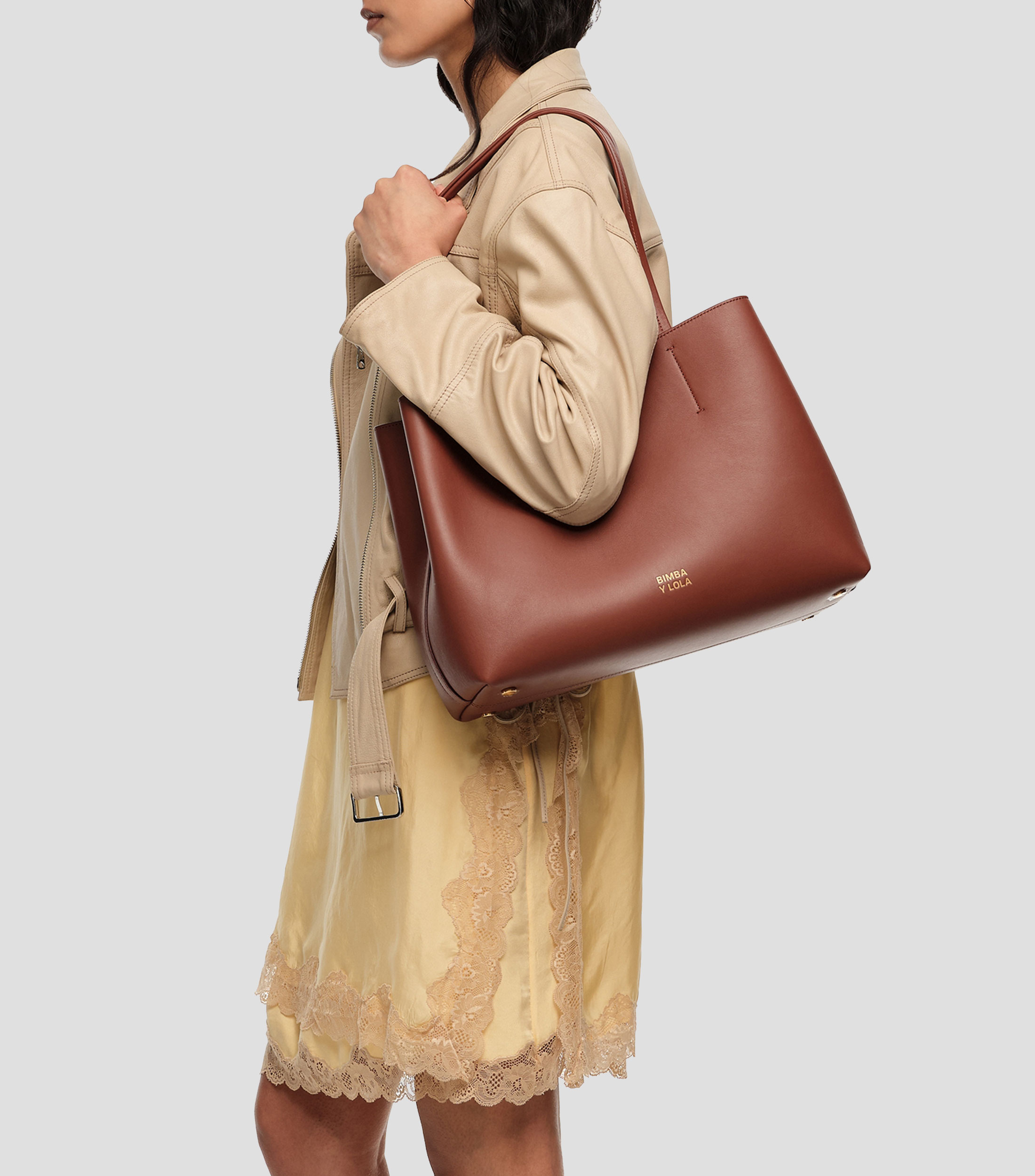 Bolsa Chihuahua shopper grande piel nuez Mujer