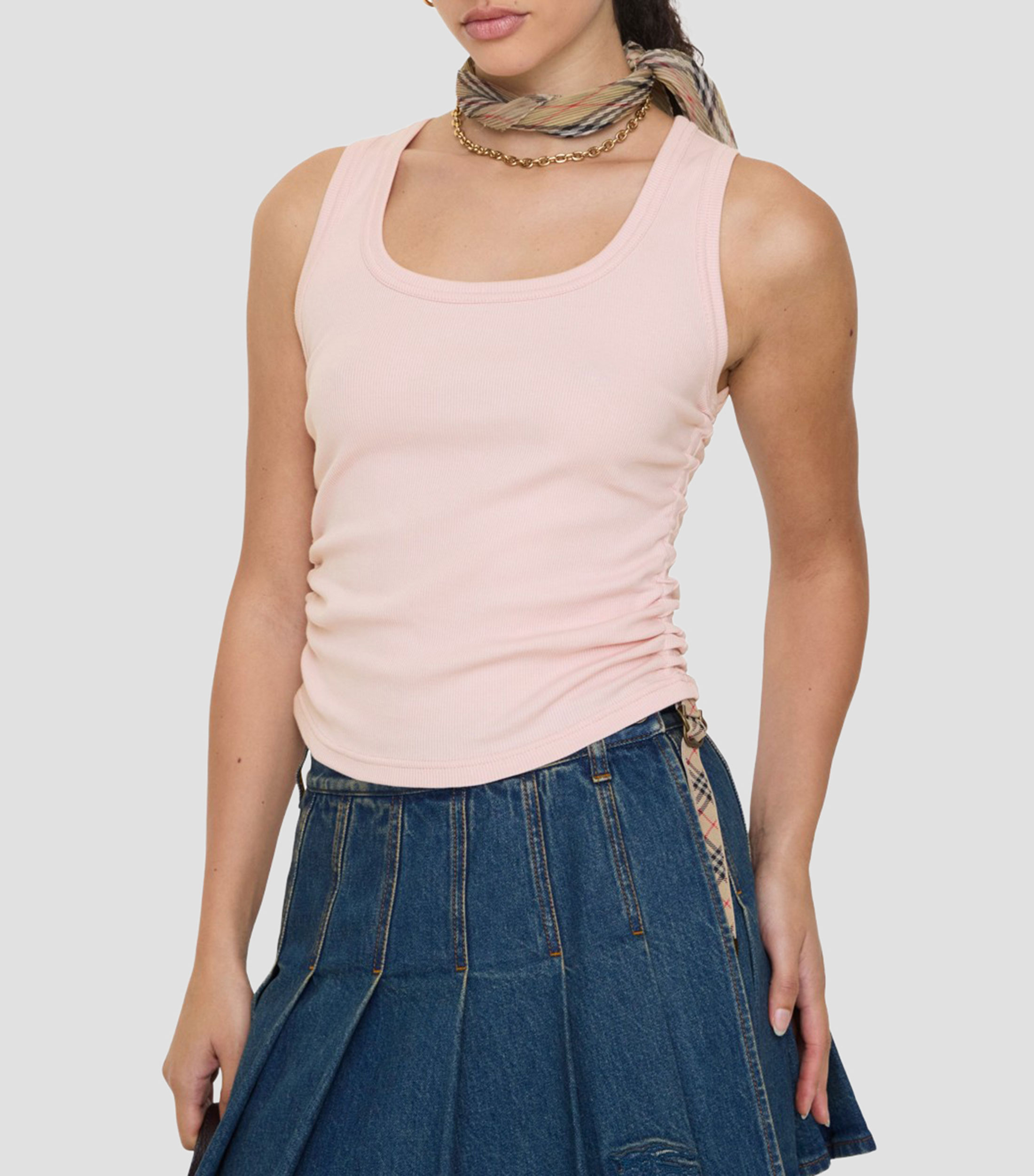 Playera cuello redondo sin mangas liso Mujer