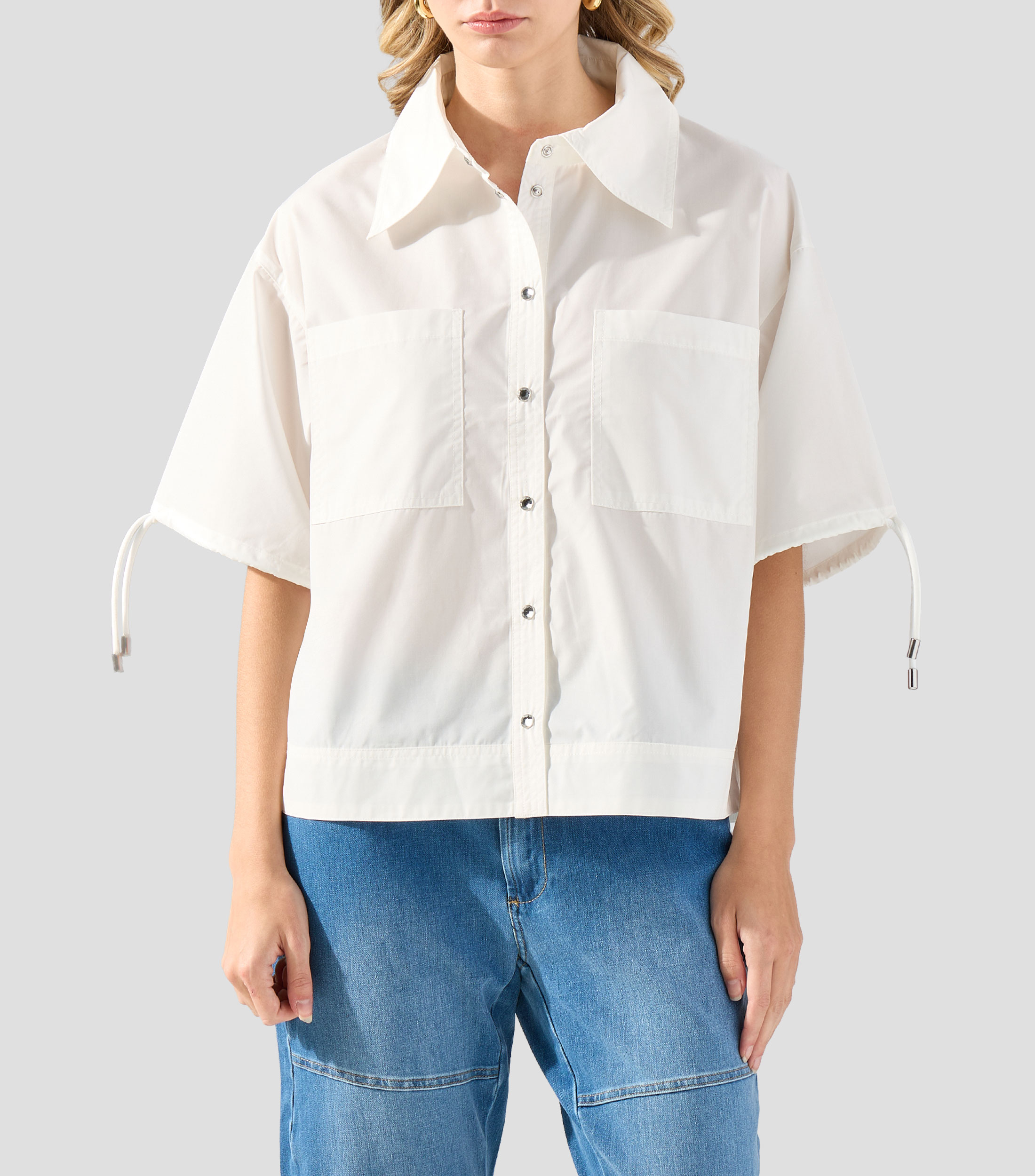 Blusa lisa manga corta Mujer