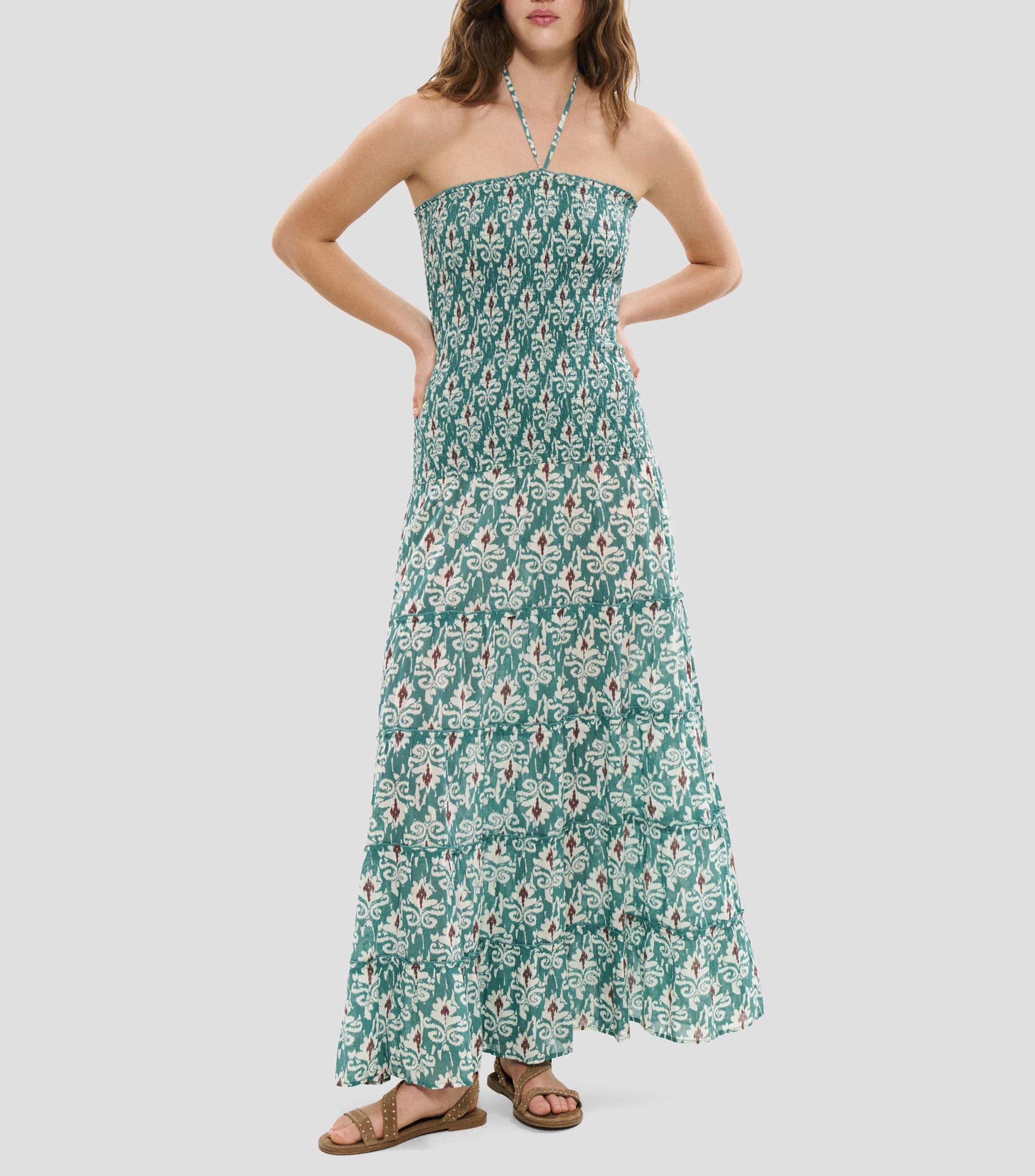 Vestido largo estampado Mujer