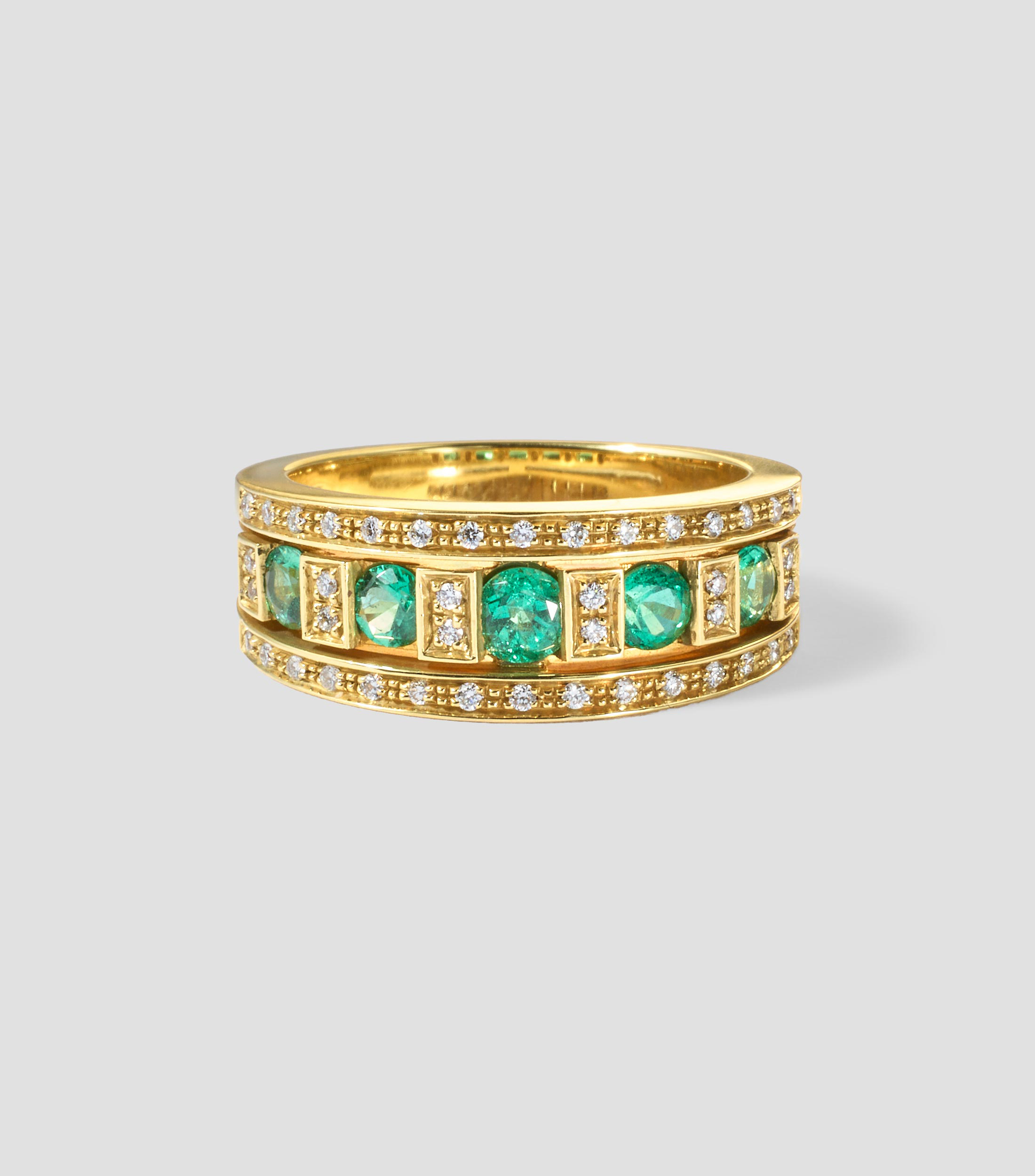 Anillo en oro amarillo de 18 kilates Belle Époque con diamantes y zafiros Mujer