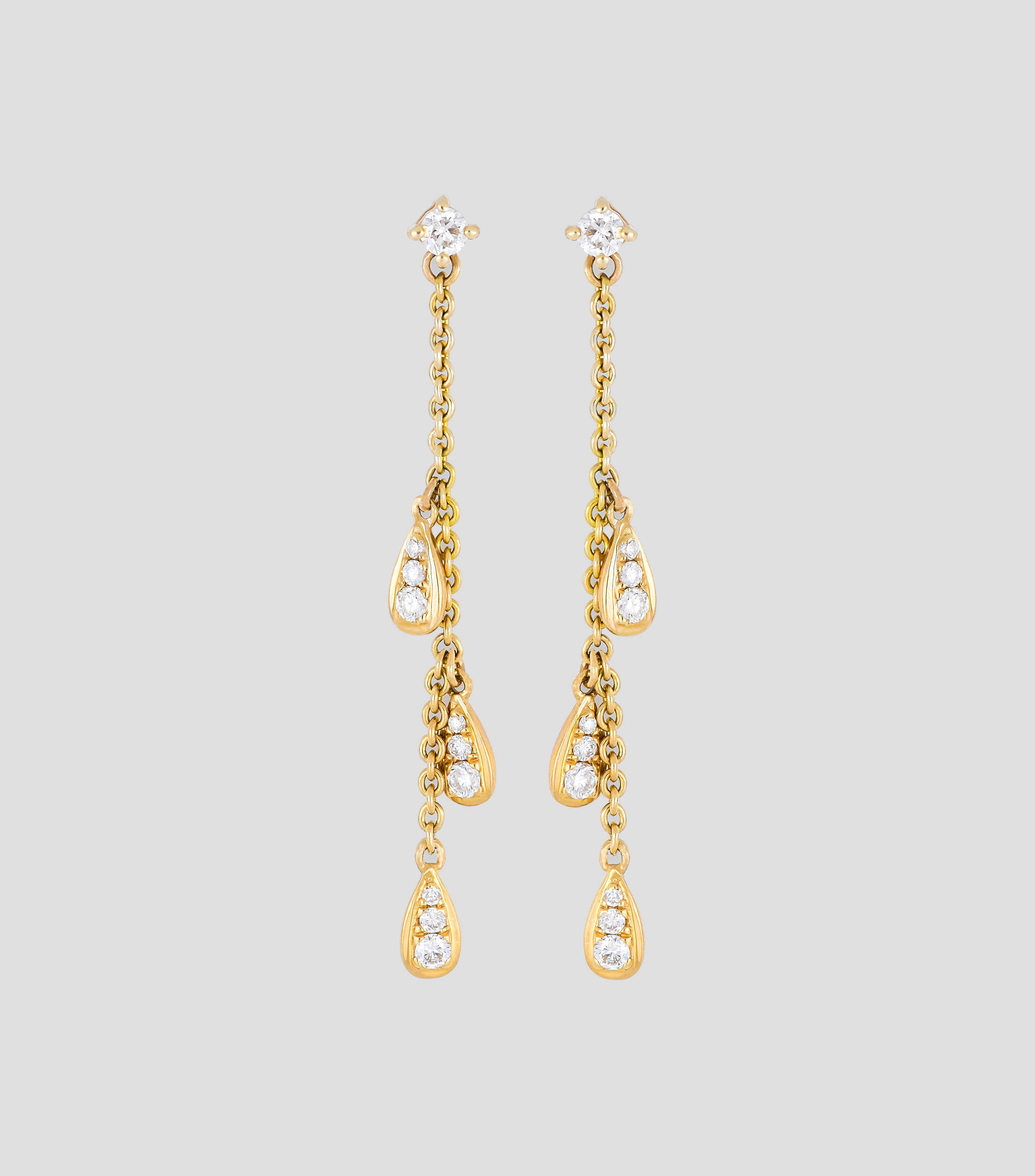 Aretes largos en oro amarillo de 14 Kts Mujer
