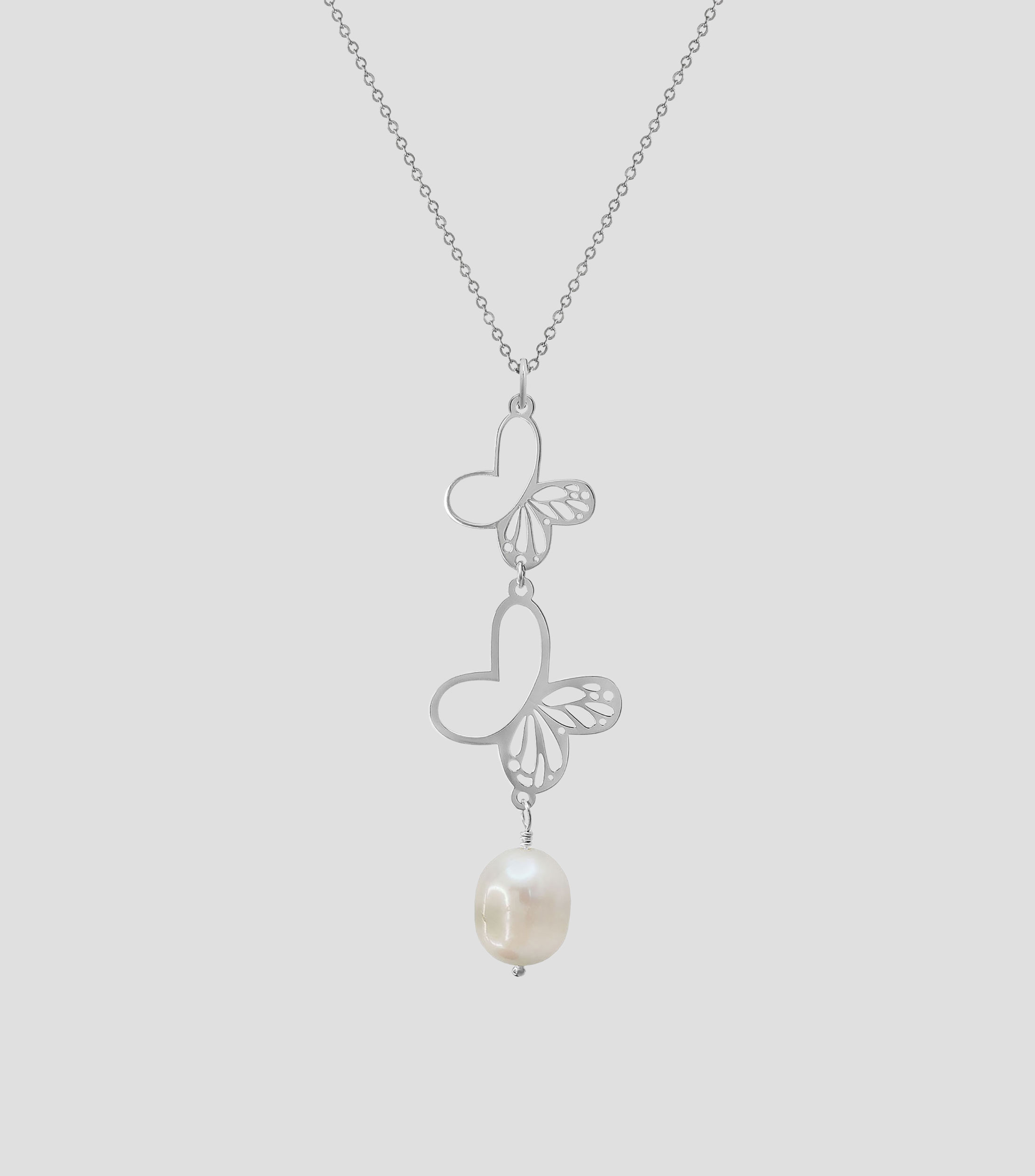 Dije en plata .925 de mariposa con perla Mujer