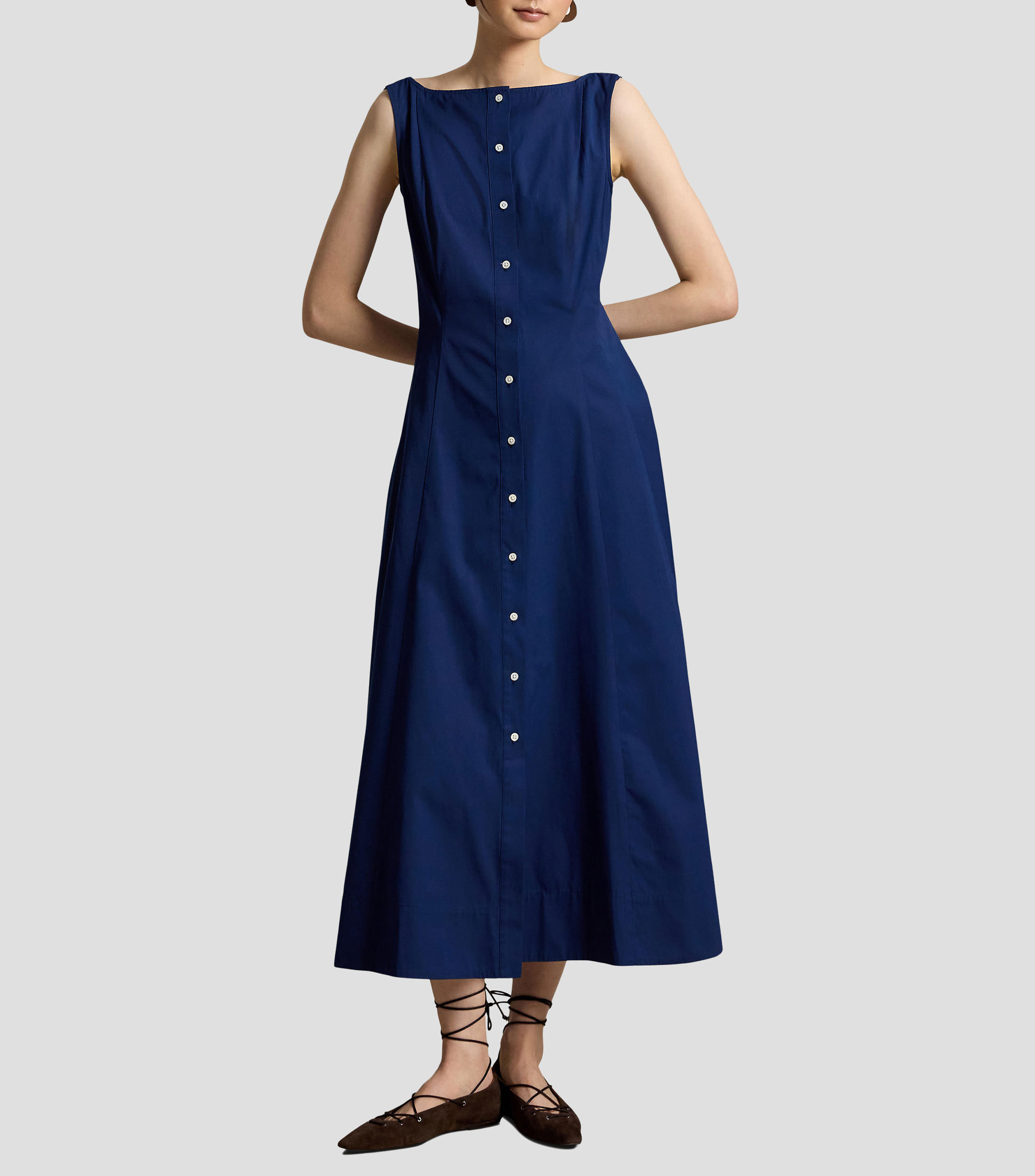 Vestido midi liso Mujer