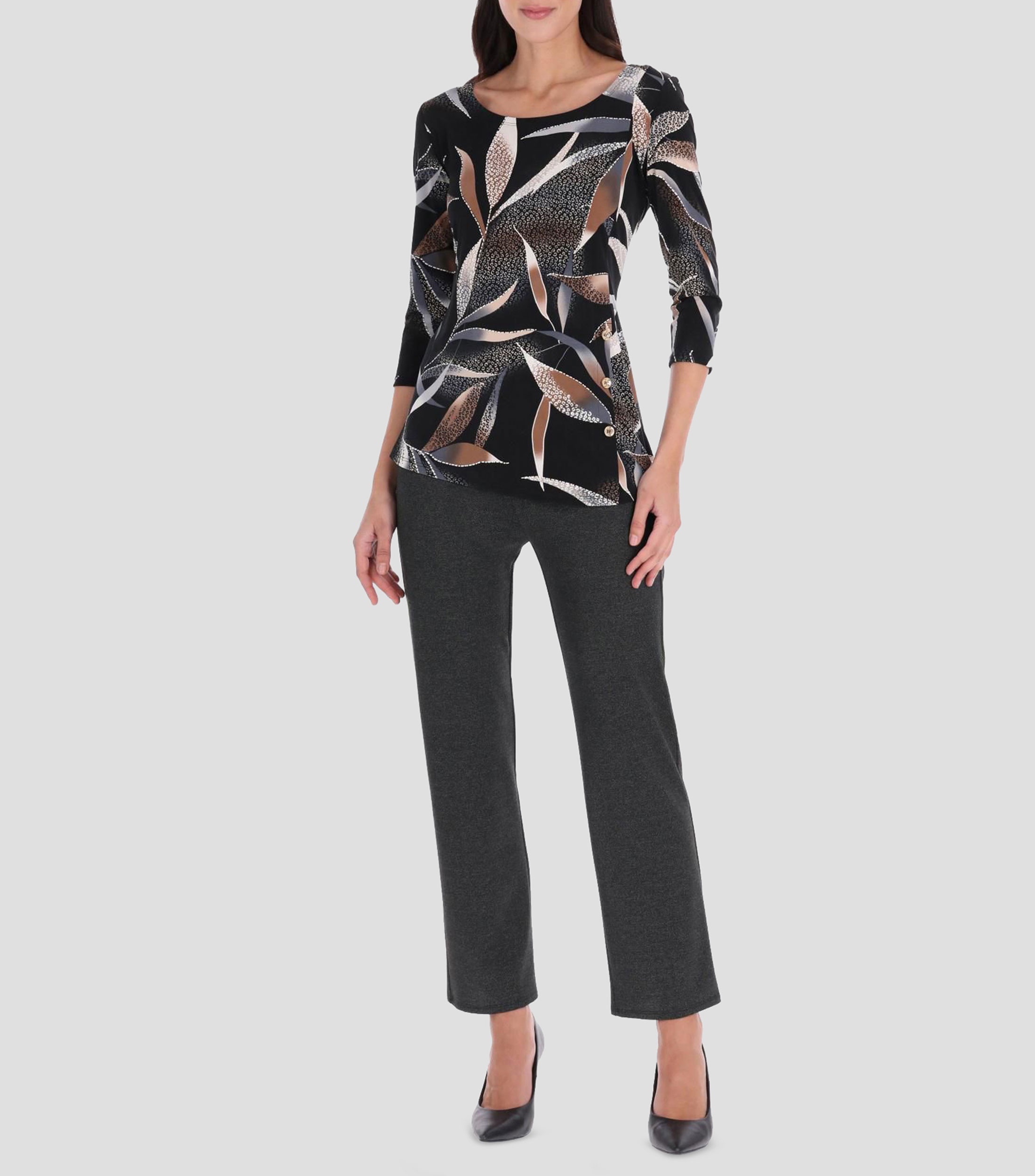 Blusa estampada manga 3/4 Mujer