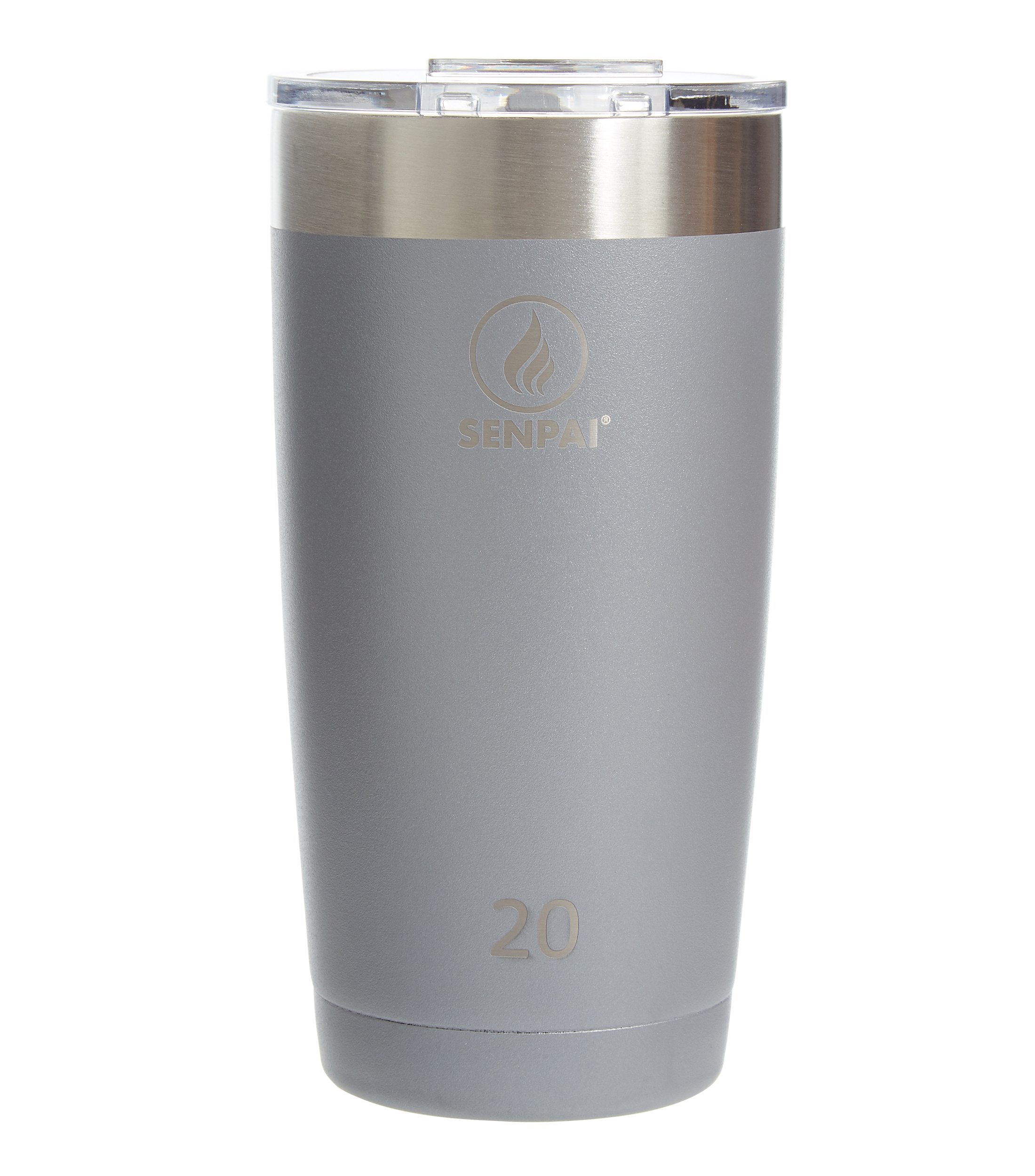 Vaso con tapa gris