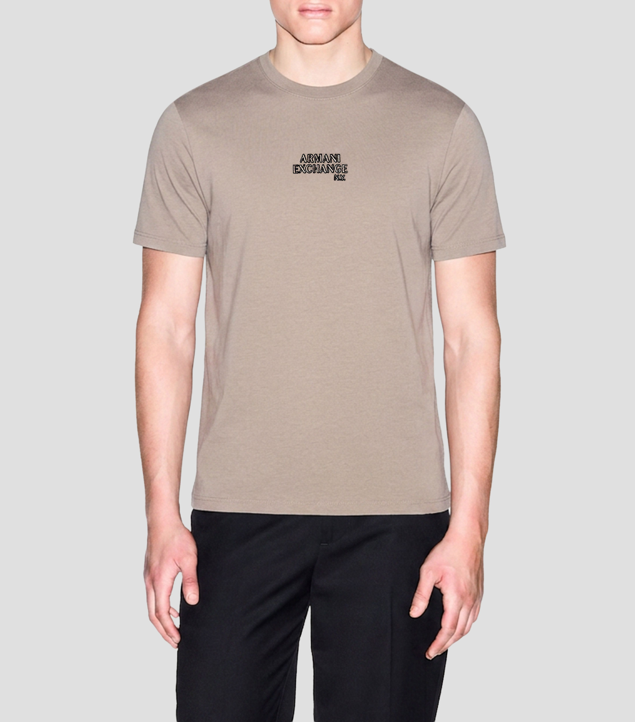 Playera de cuello redondo con manga corta lisa Hombre