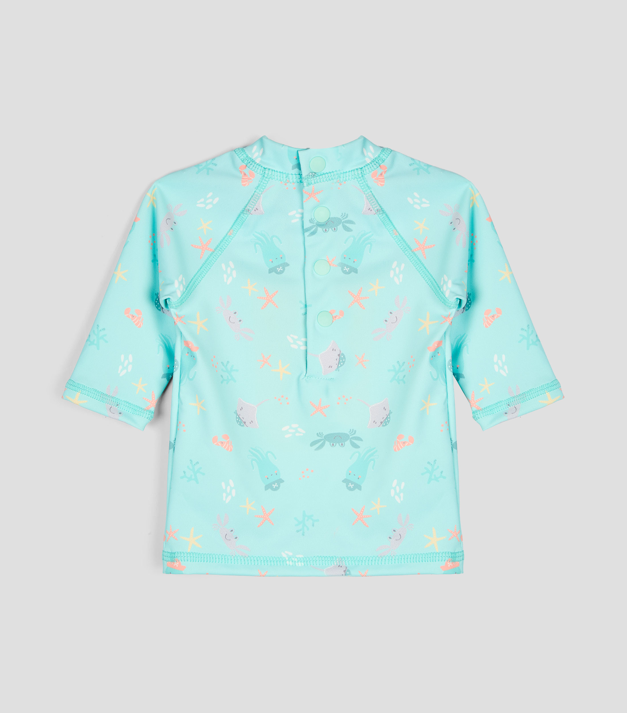 Playera traje de baño de cuello redondo y manga larga estampada Bebé