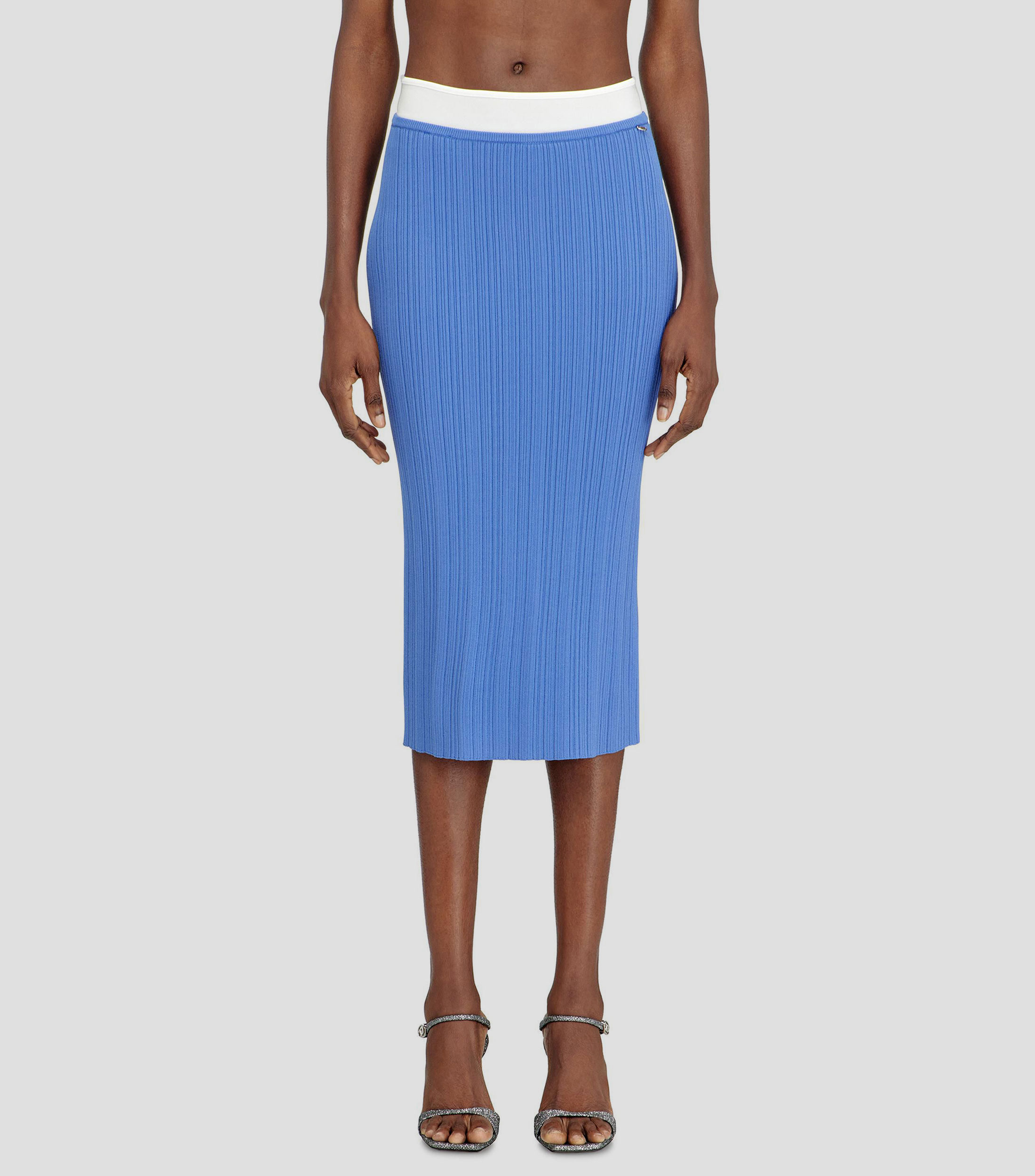 Falda midi ajustada lisa Mujer