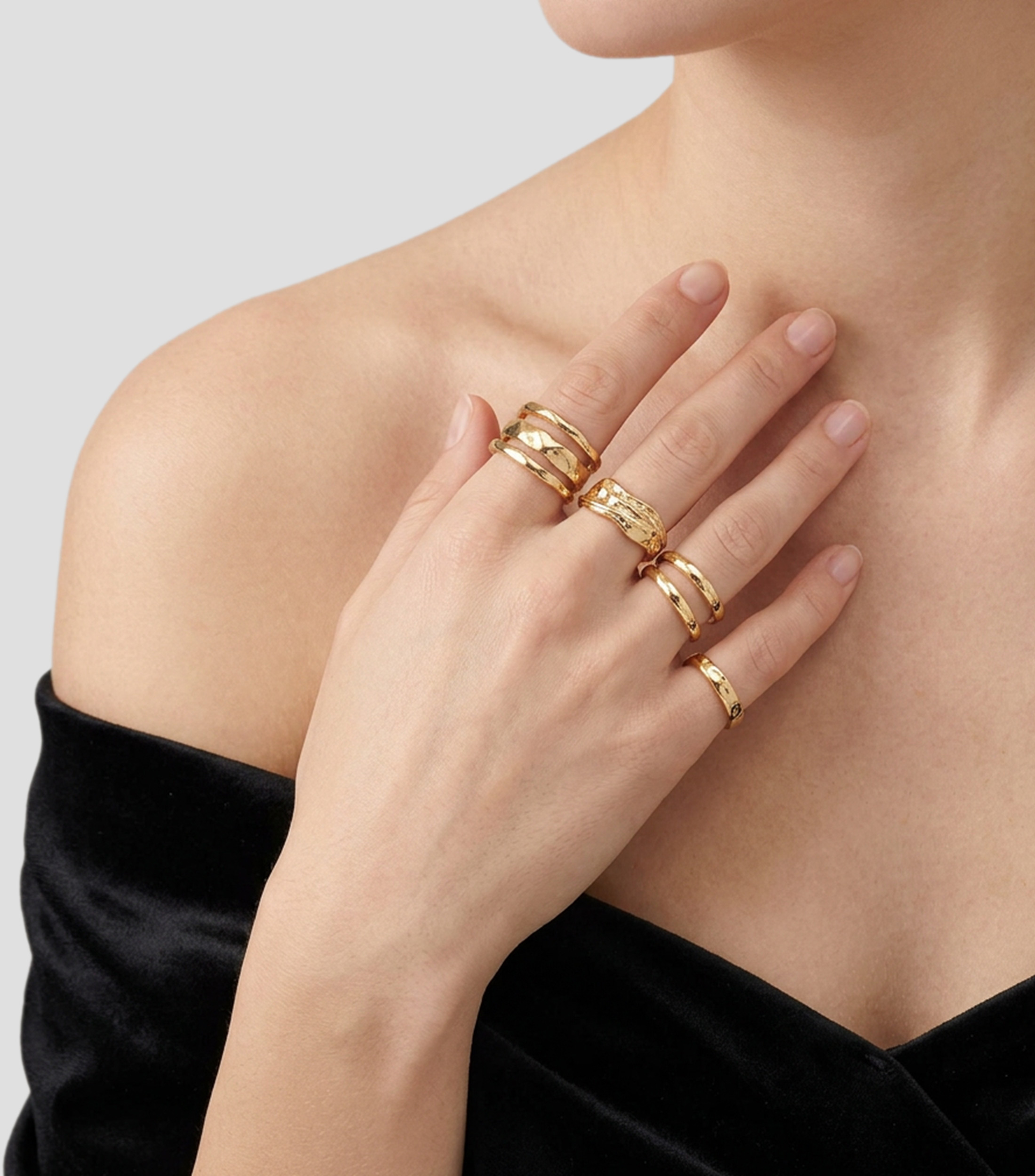 Set 5 Anillos Goldies Mujer