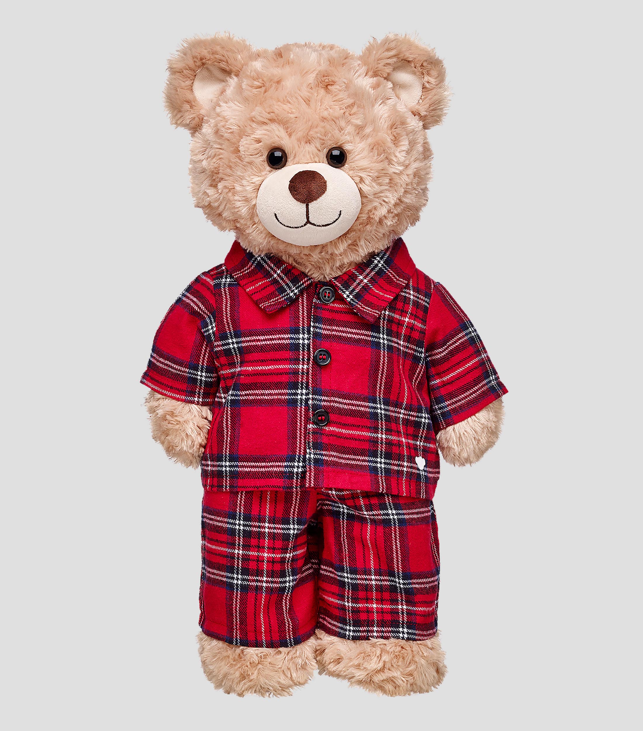 Pijama Roja a Cuadros para Oso de Peluche