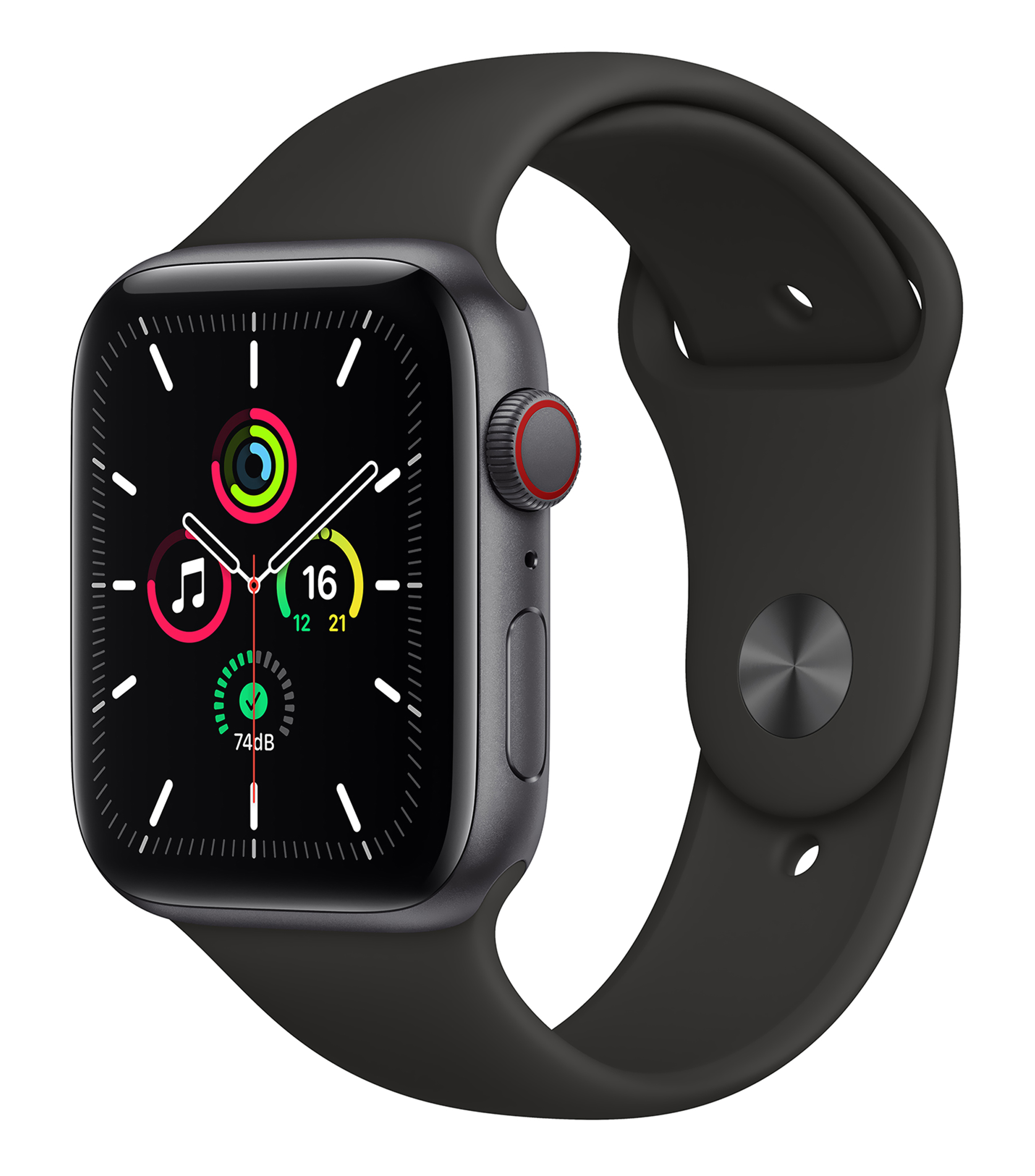 Apple Apple Watch SE GPS 44mm Caja de aluminio color Gris Espacial con correa deportiva Negra El Palacio de Hierro