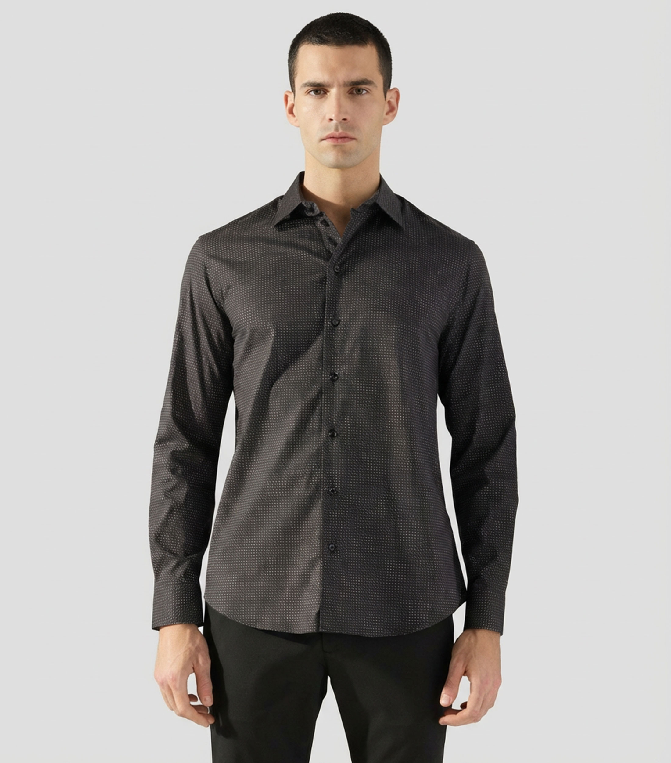 Camisa estampada con manga larga Hombre