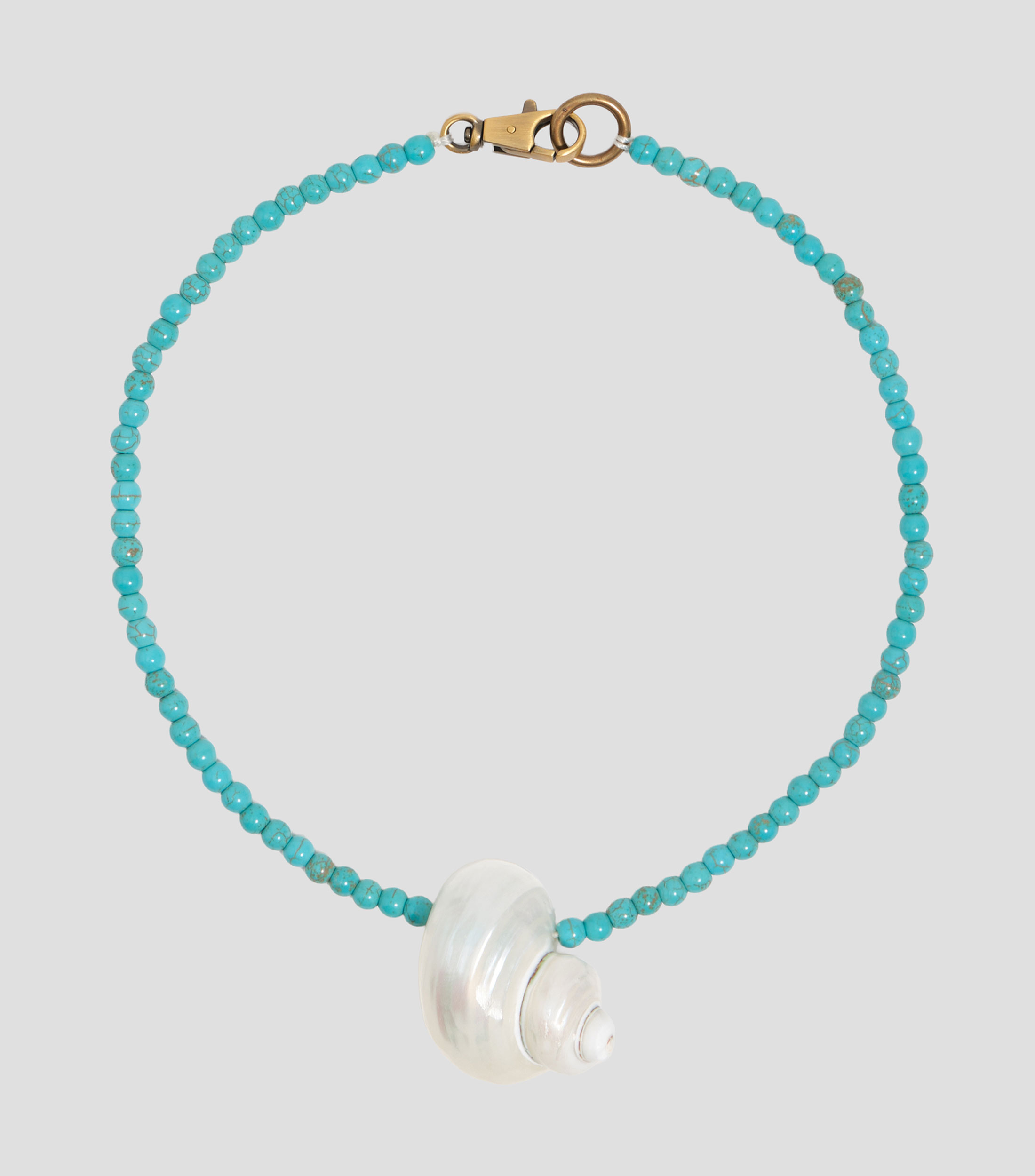 Collar caracola natural y piedras turquesa Mujer