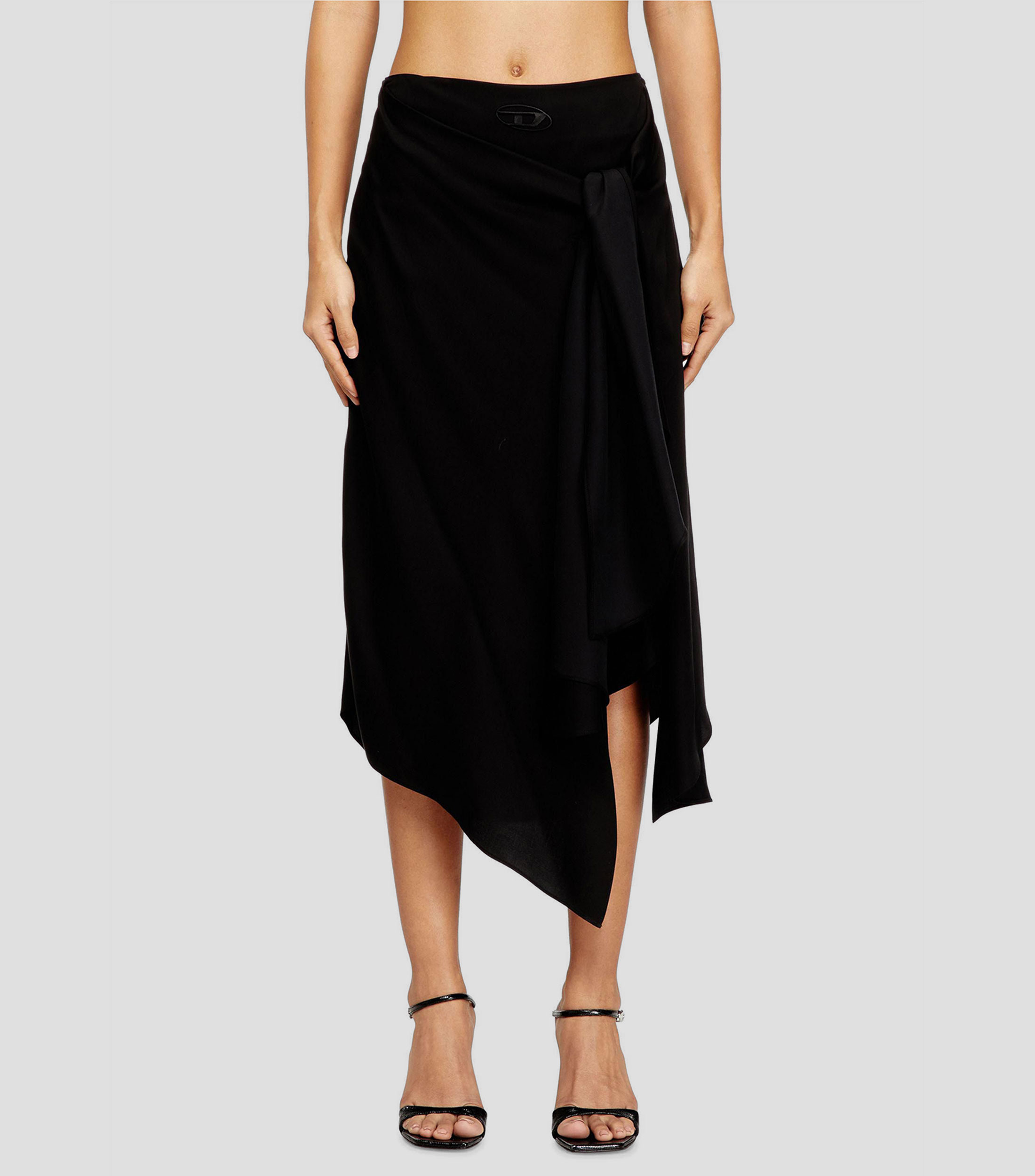 Falda midi de corte recto lisa Mujer