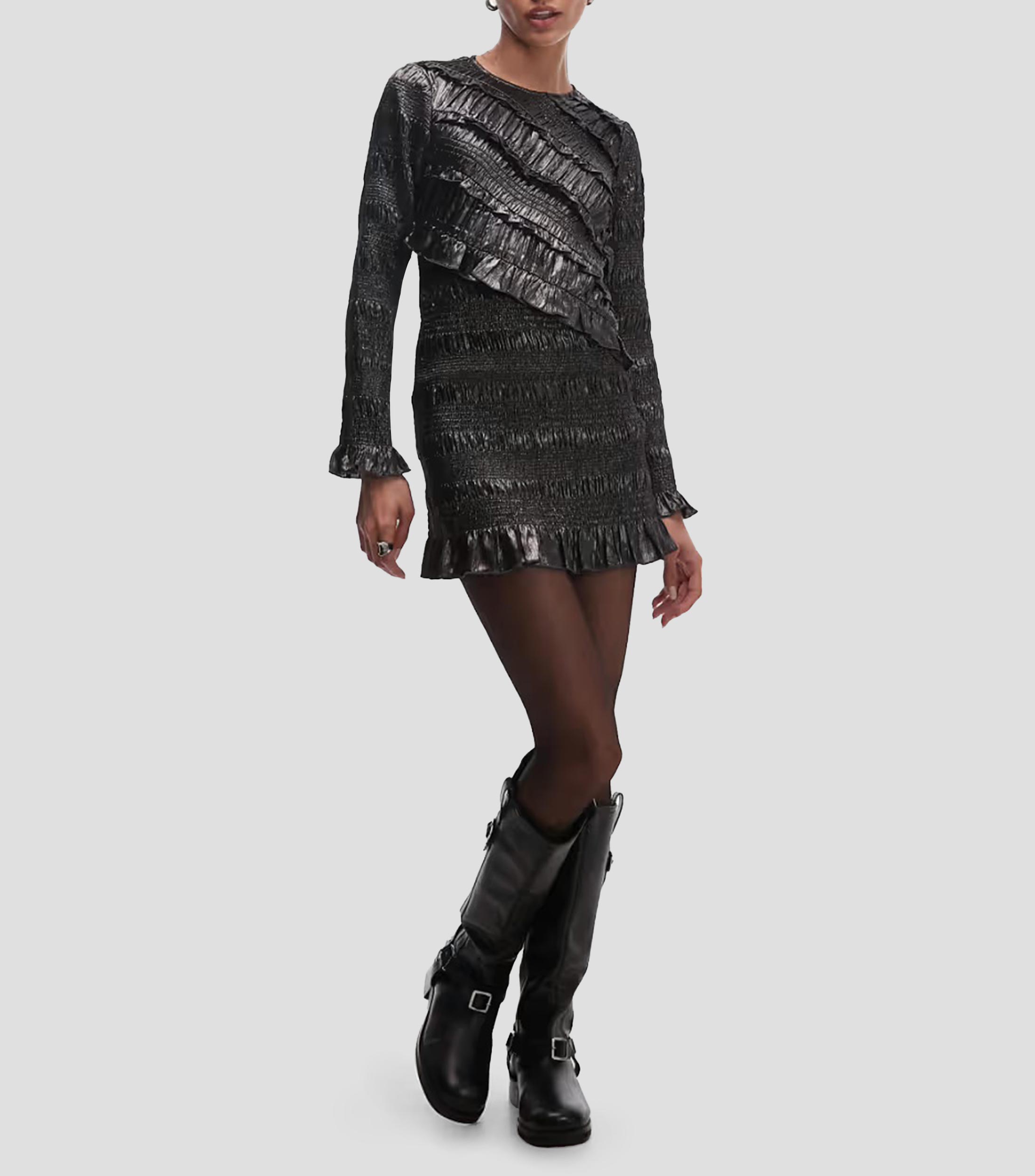 Vestido mini manga larga liso Mujer