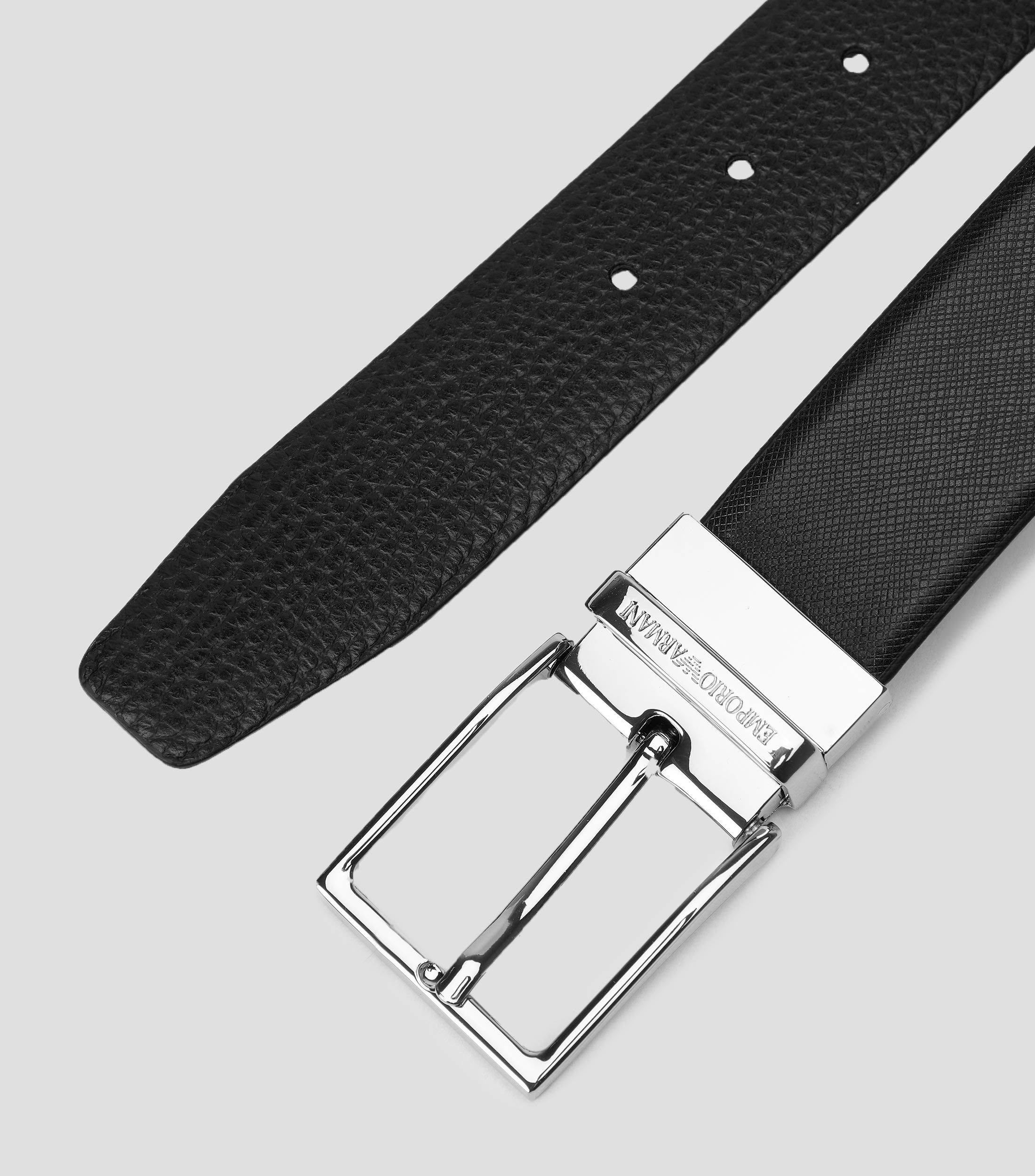 Cinturón reversible en piel negro formal Hombre