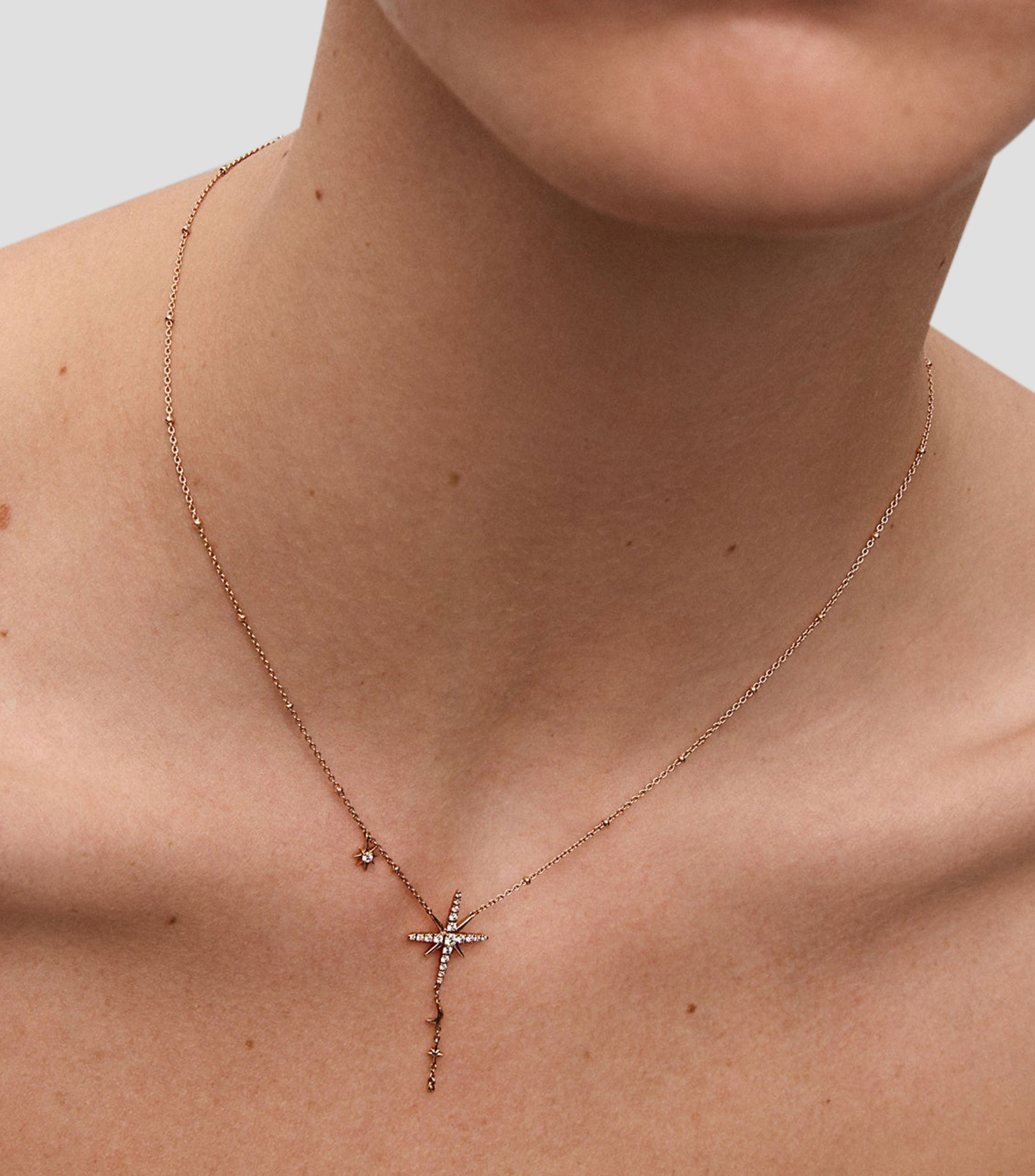 Collar en oro rosa 18 Kts con diamantes Mujer