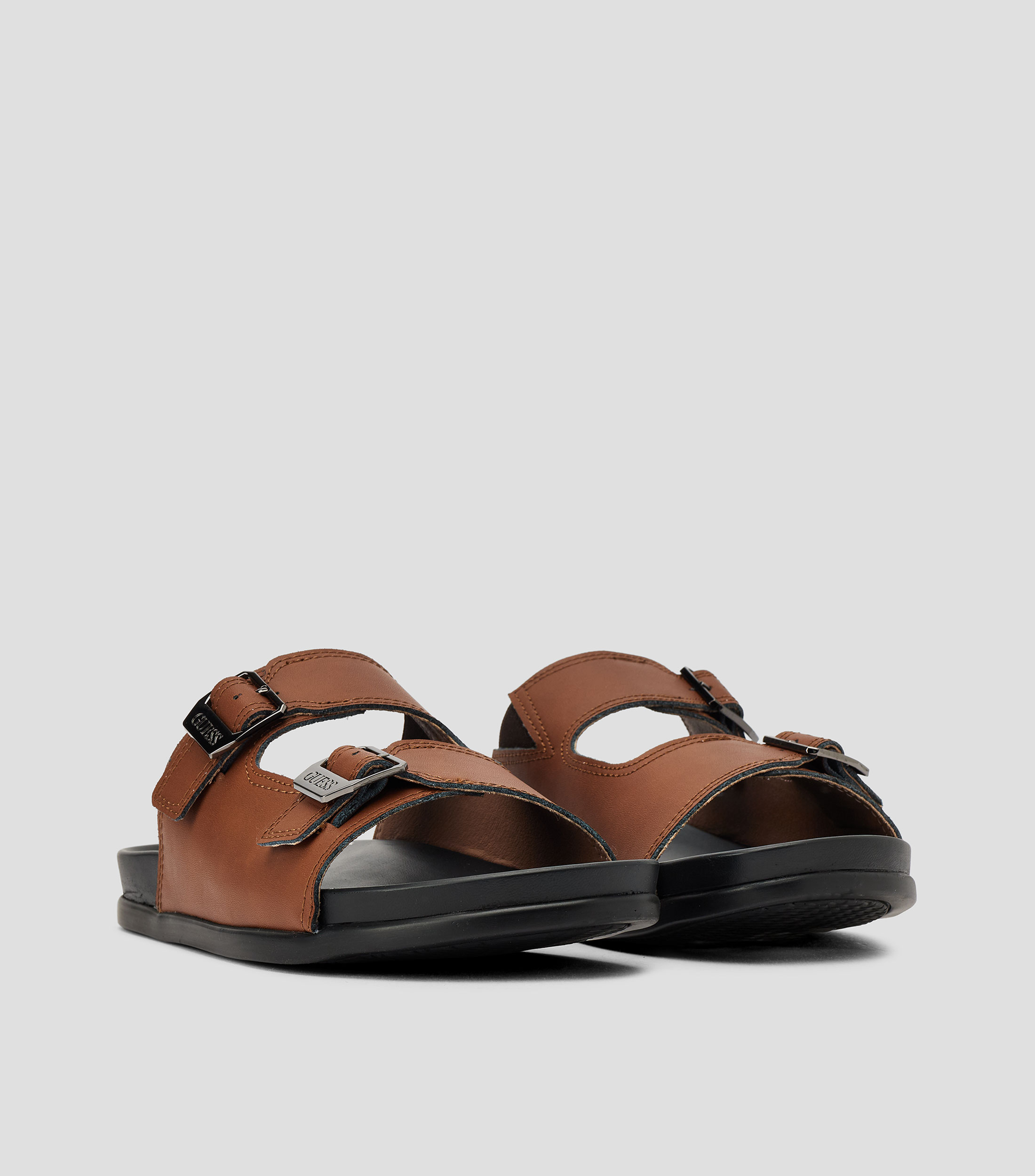 Sandalias planas en piel lisas Hombre