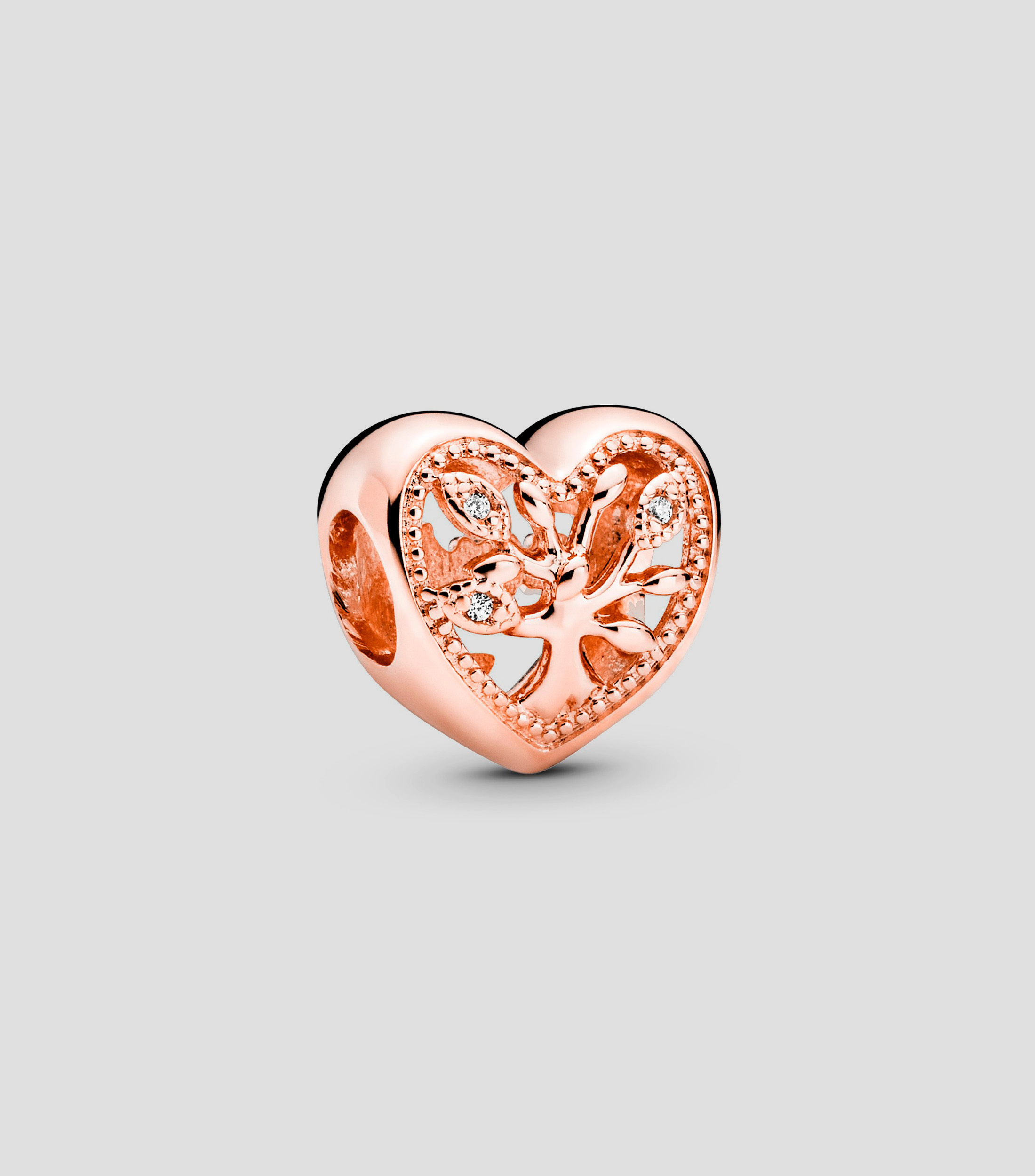Charm calado en plata .925 Corazón Árbol de Familia Mujer
