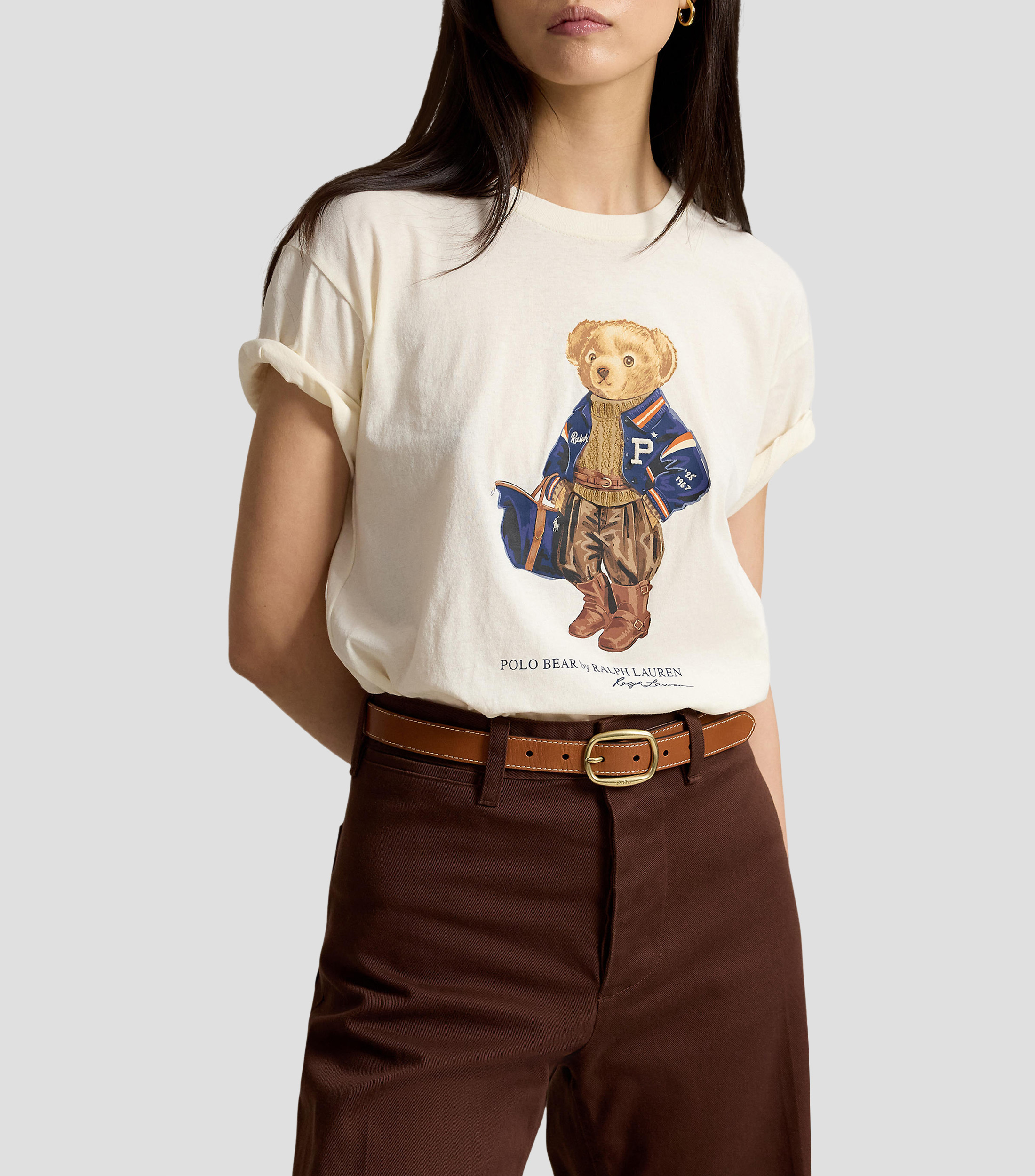 Playera cuello redondo manga corta estampada Mujer