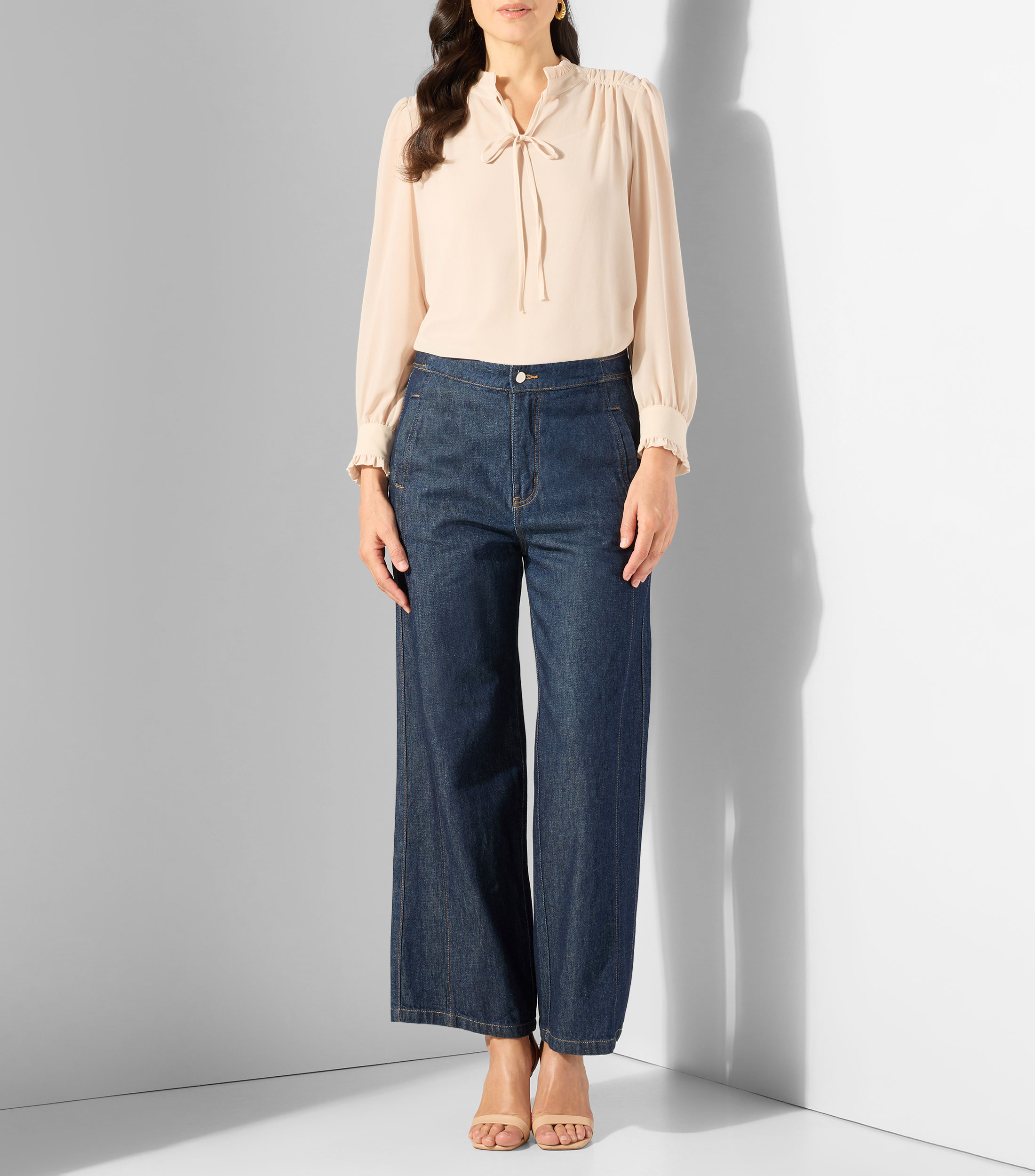 Blusa lisa con manga larga Mujer