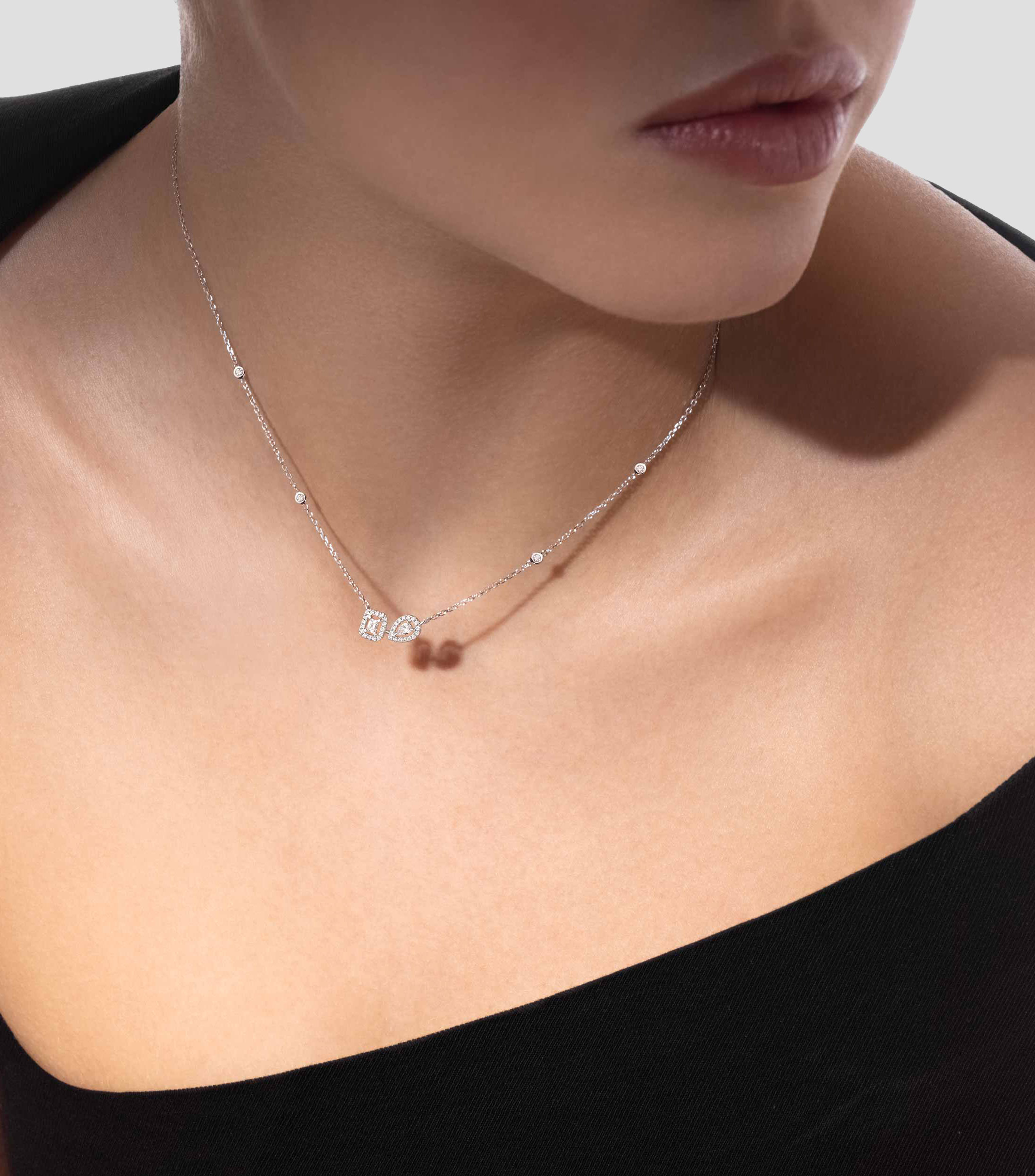 Collar en oro blanco de 18 kilates con diamantes My Twin Mujer